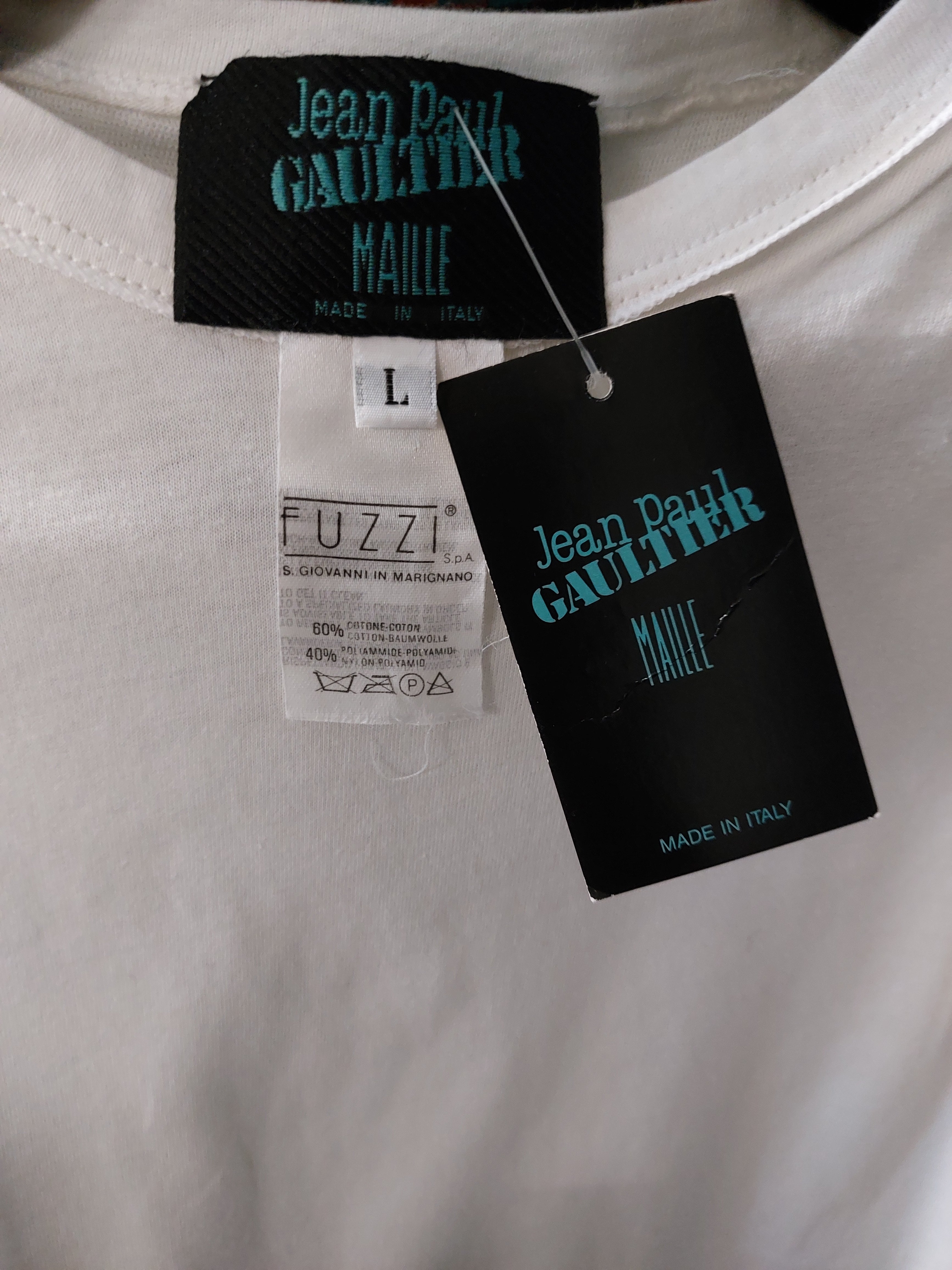 Vintage Woman White T-Shirt with Sheer Sleeves - Spring/Summer 1994