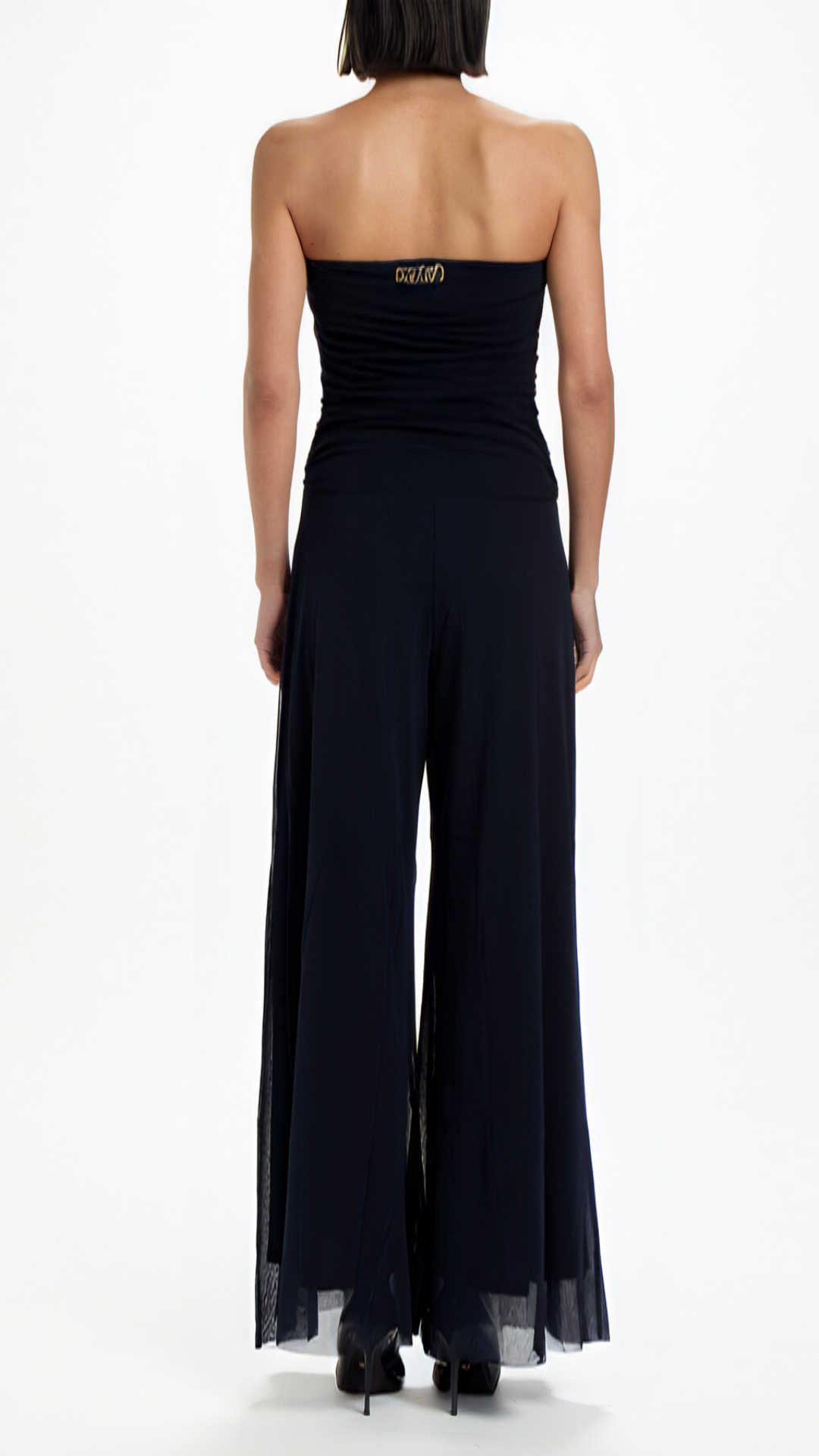 Fuzzi Woman Mesh Strapless Jumpsuit