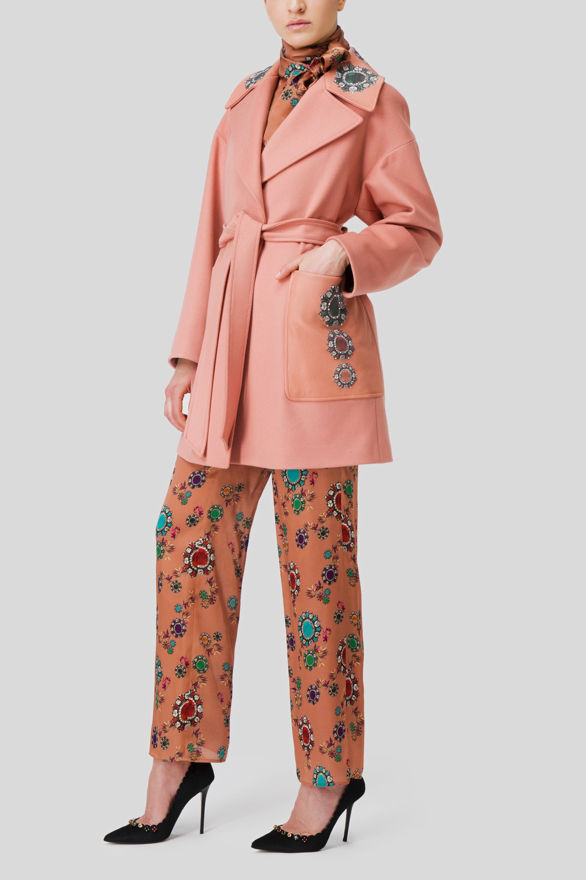 Antonio Croce Carina Jewel-Embellished Embroidered Coat