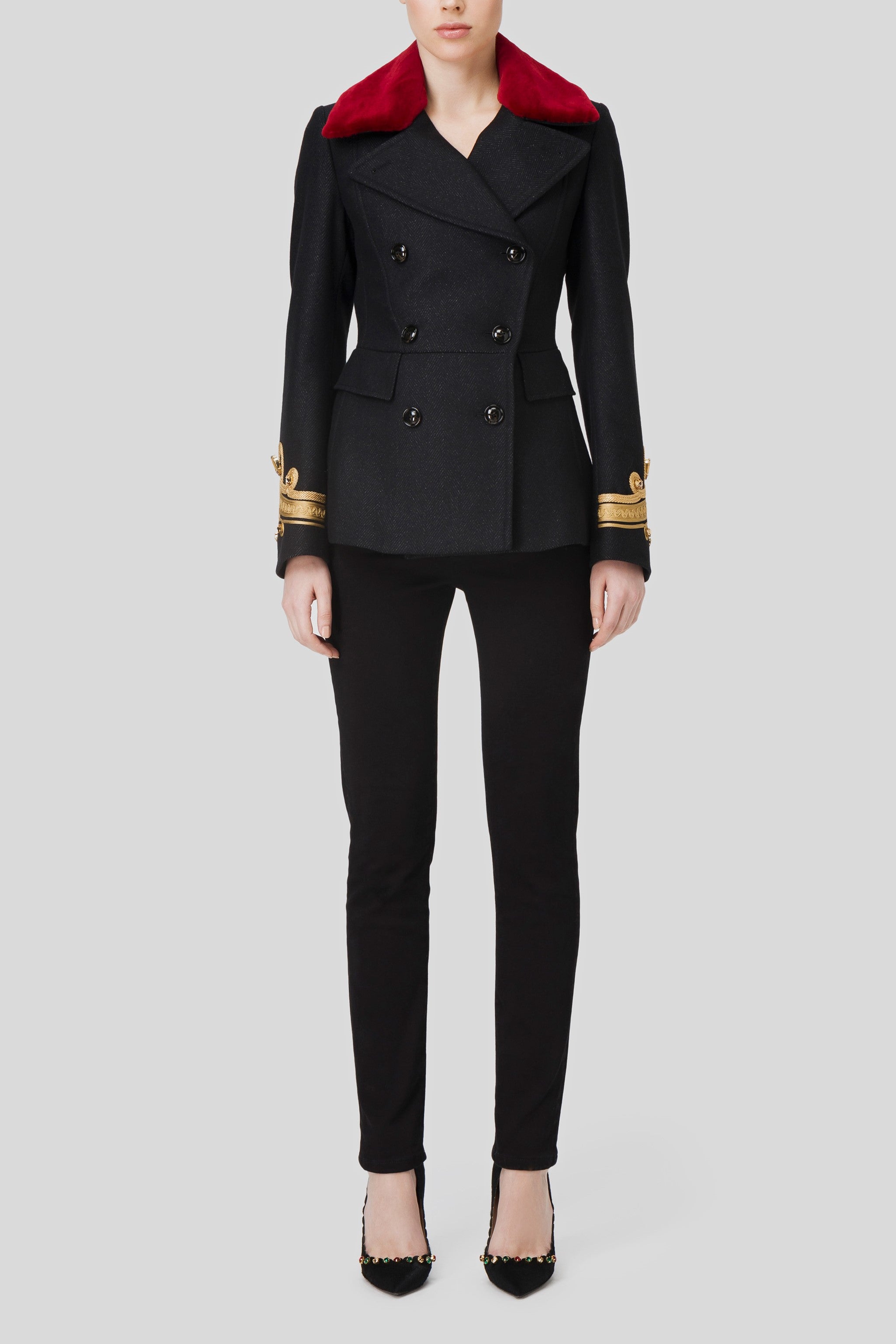 Antonio Croce Clea Coat with Contrasting Collar and Sleeve Edges
