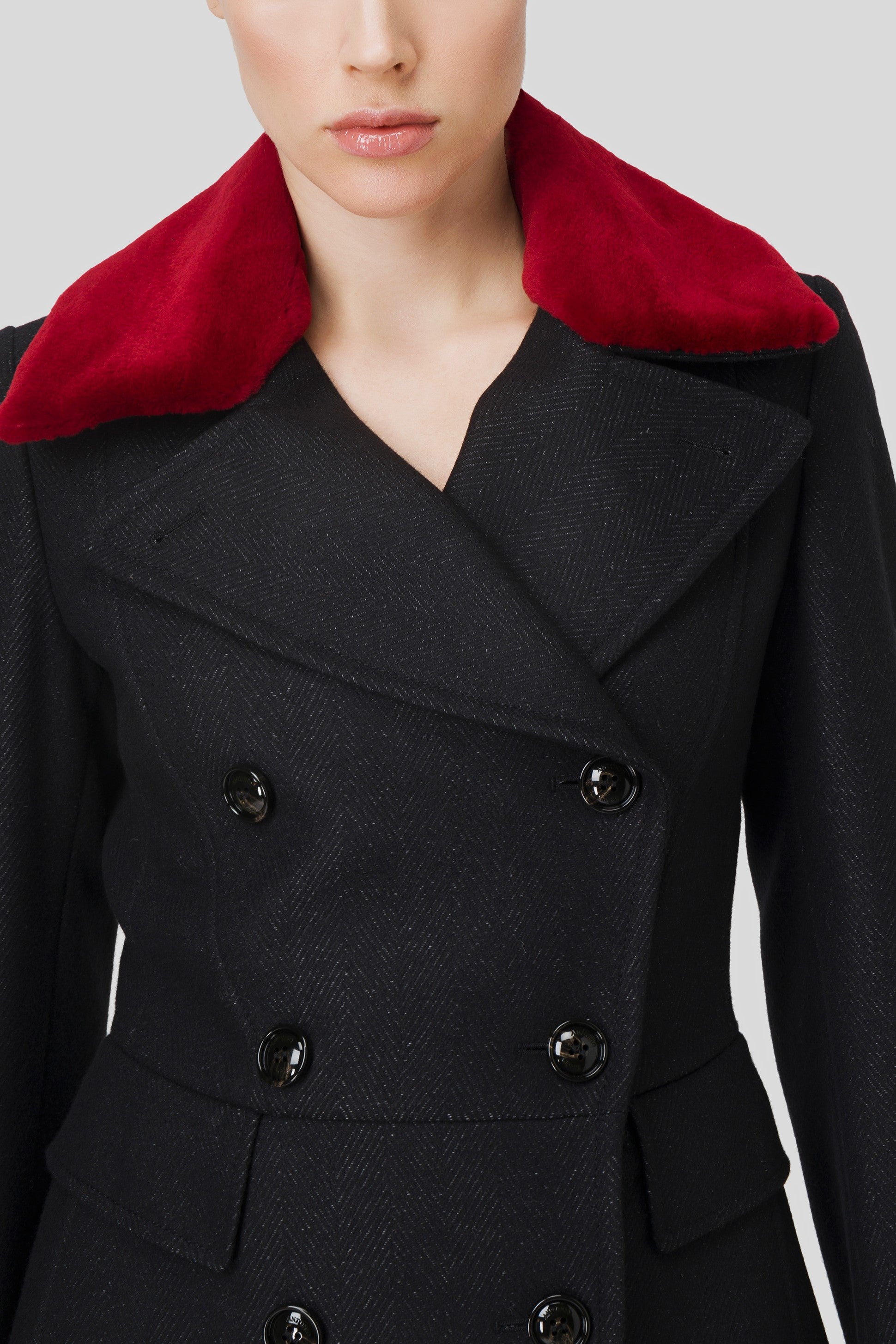 Antonio Croce Clea Coat with Contrasting Collar and Sleeve Edges