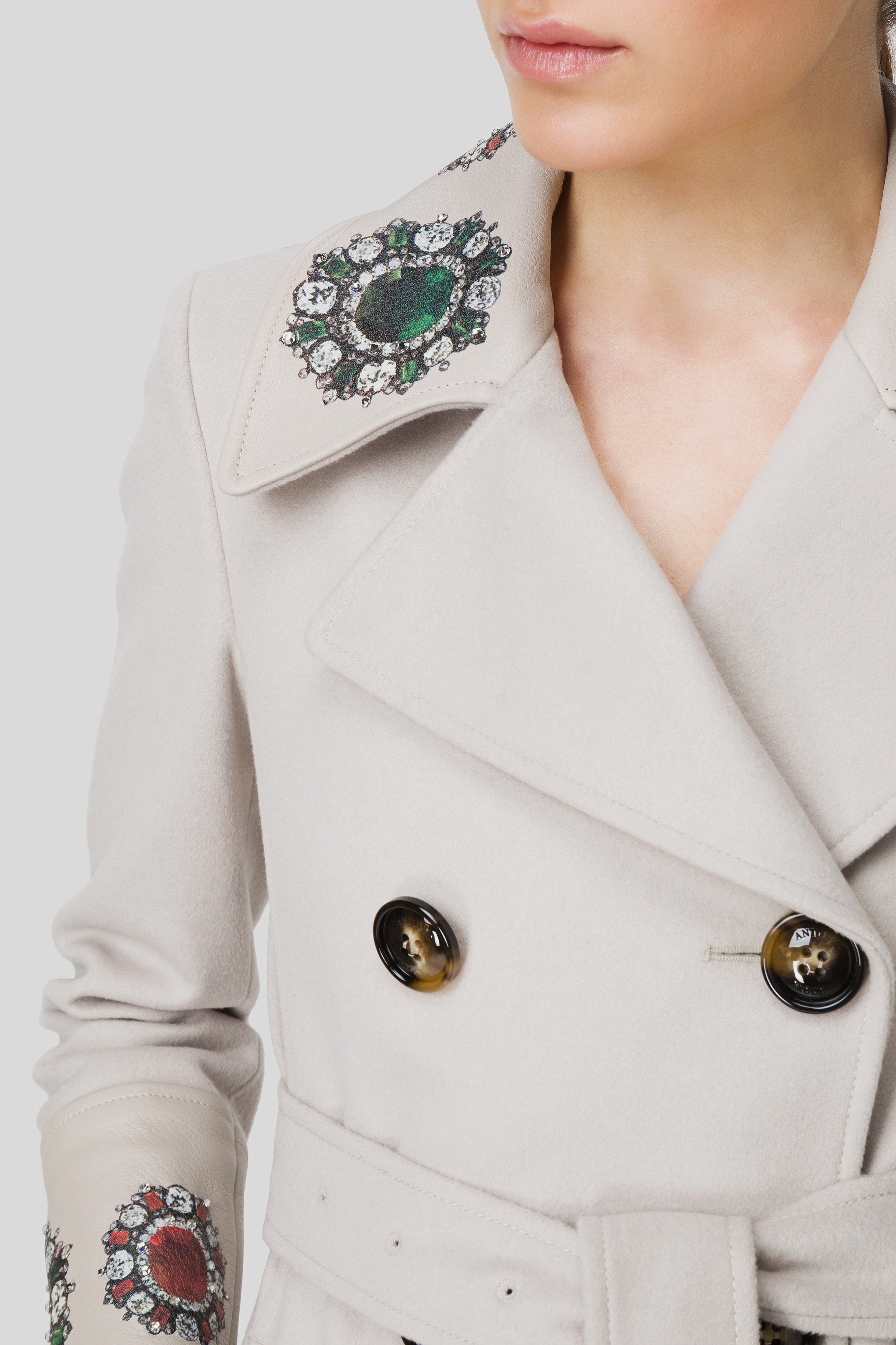 Antonio Croce Coleen Long Coat with Jewel Embellishments