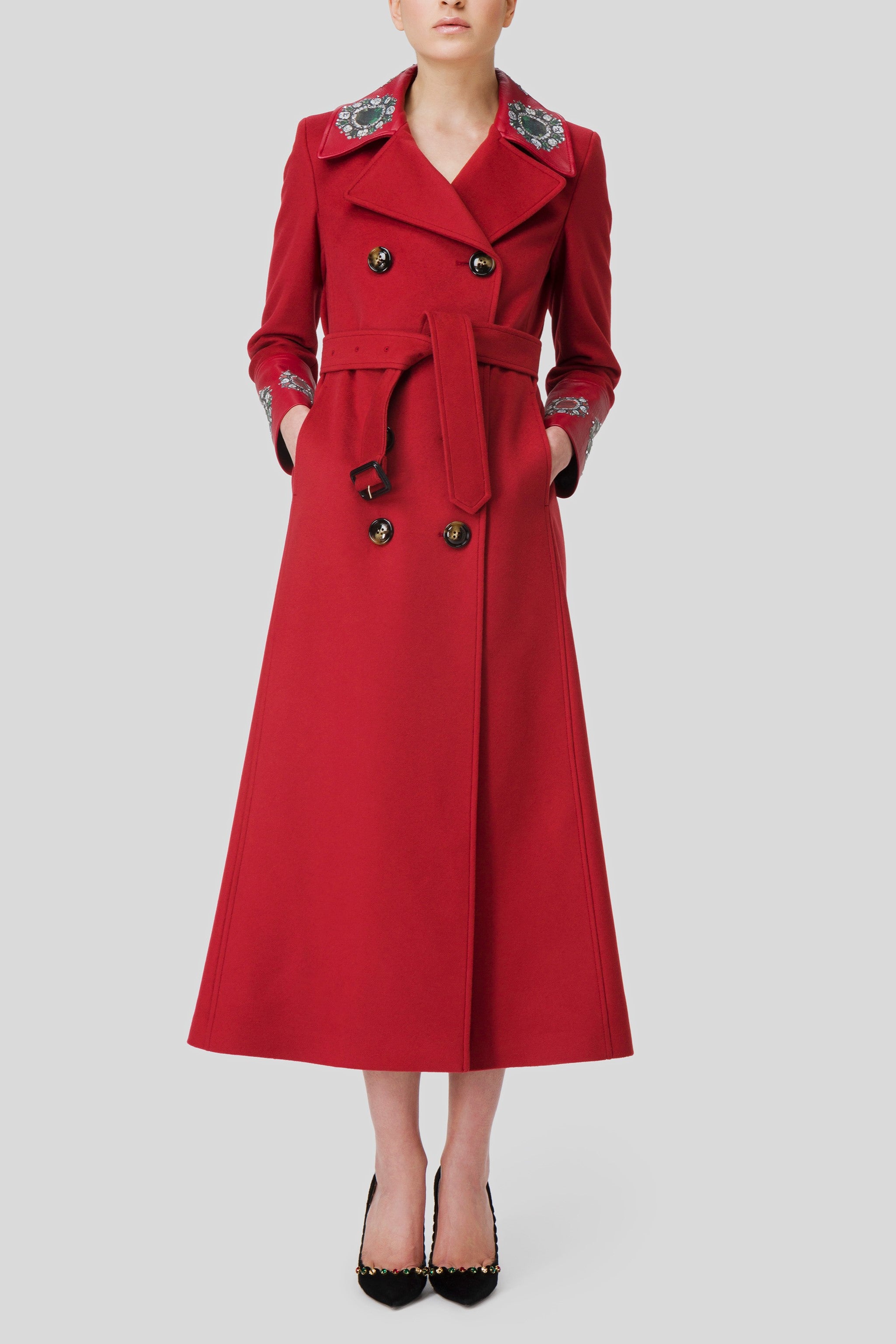 Antonio Croce Coleen Long Coat with Jewel Embellishments