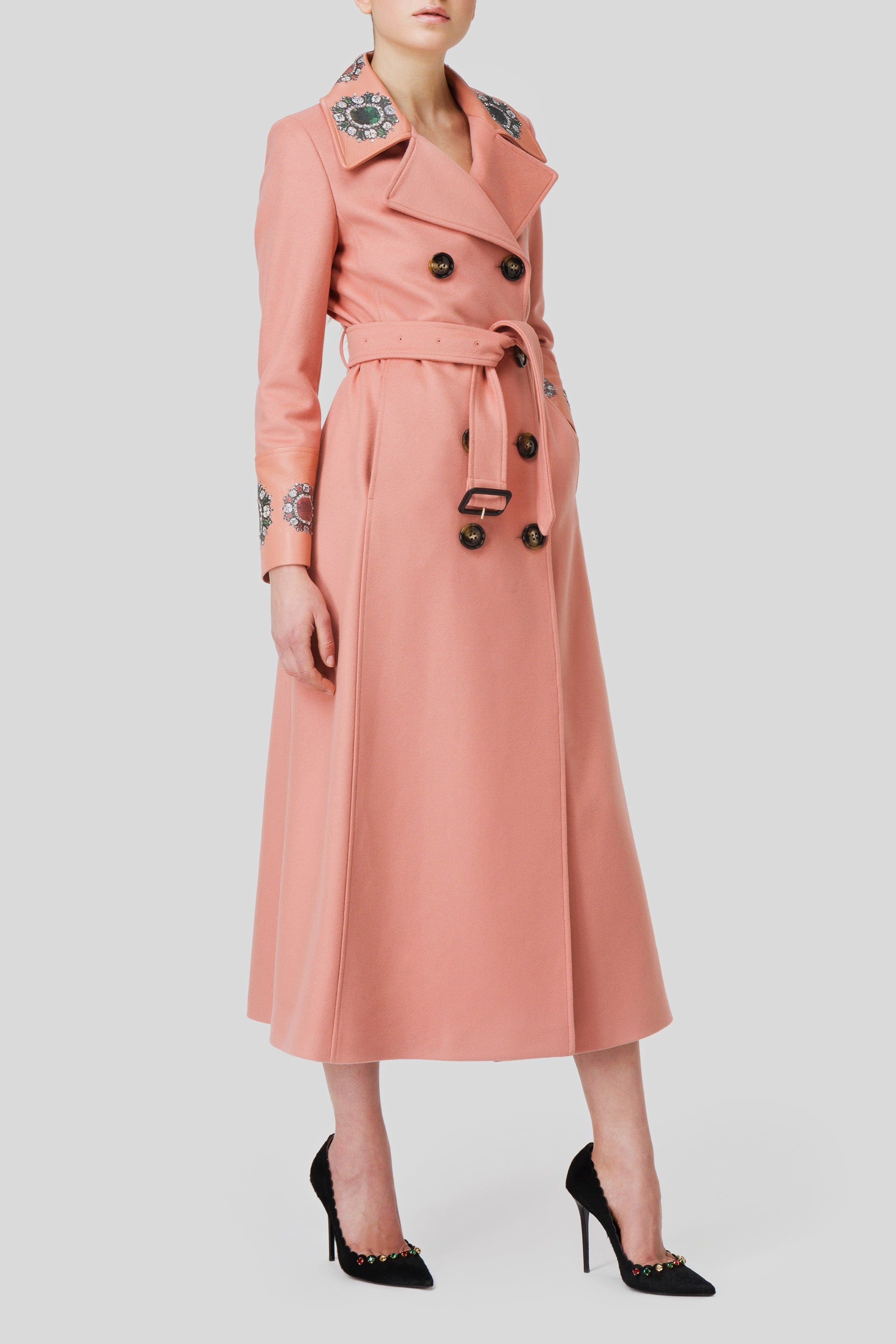 Antonio Croce Coleen Long Coat with Jewel Embellishments