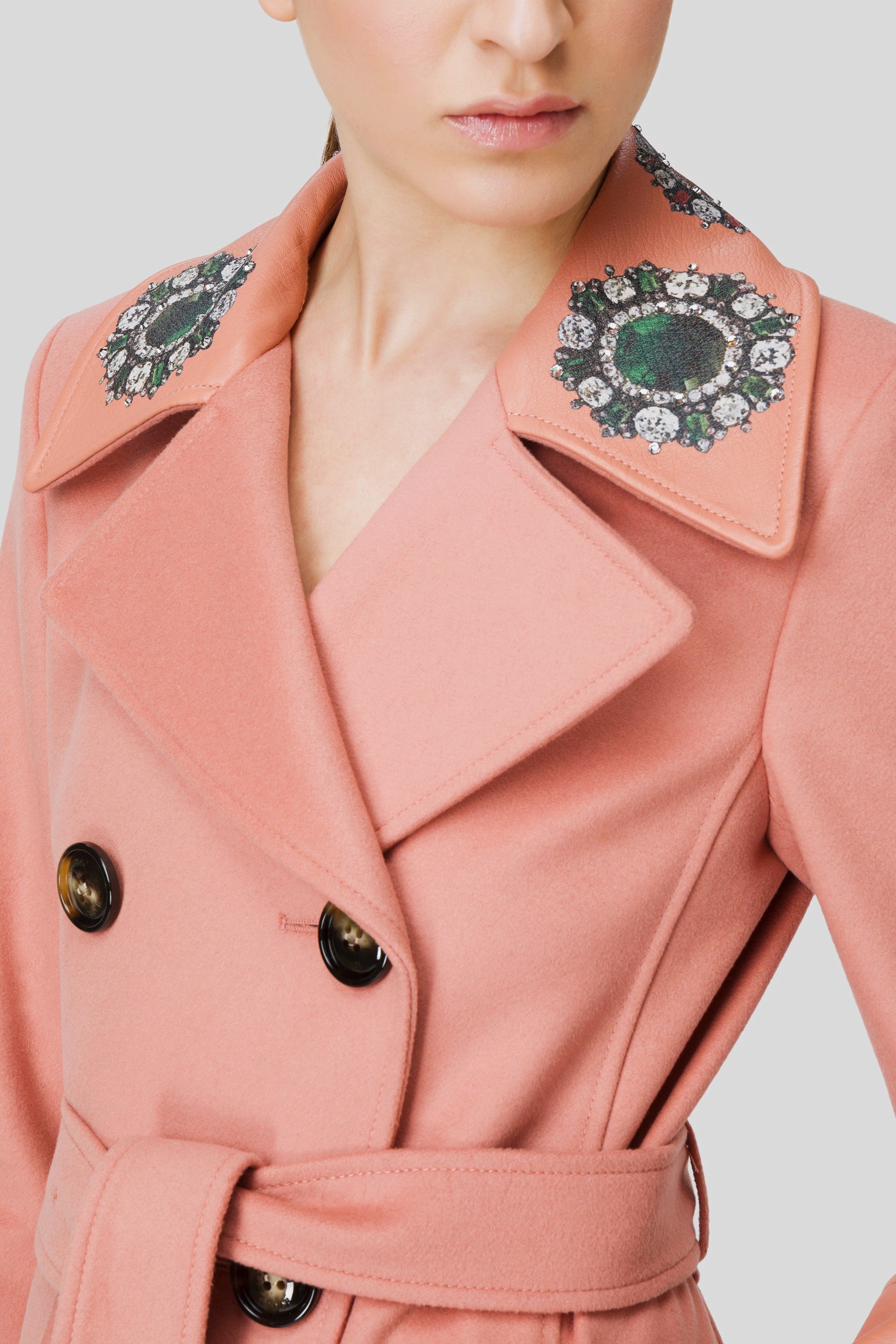 Antonio Croce Coleen Long Coat with Jewel Embellishments