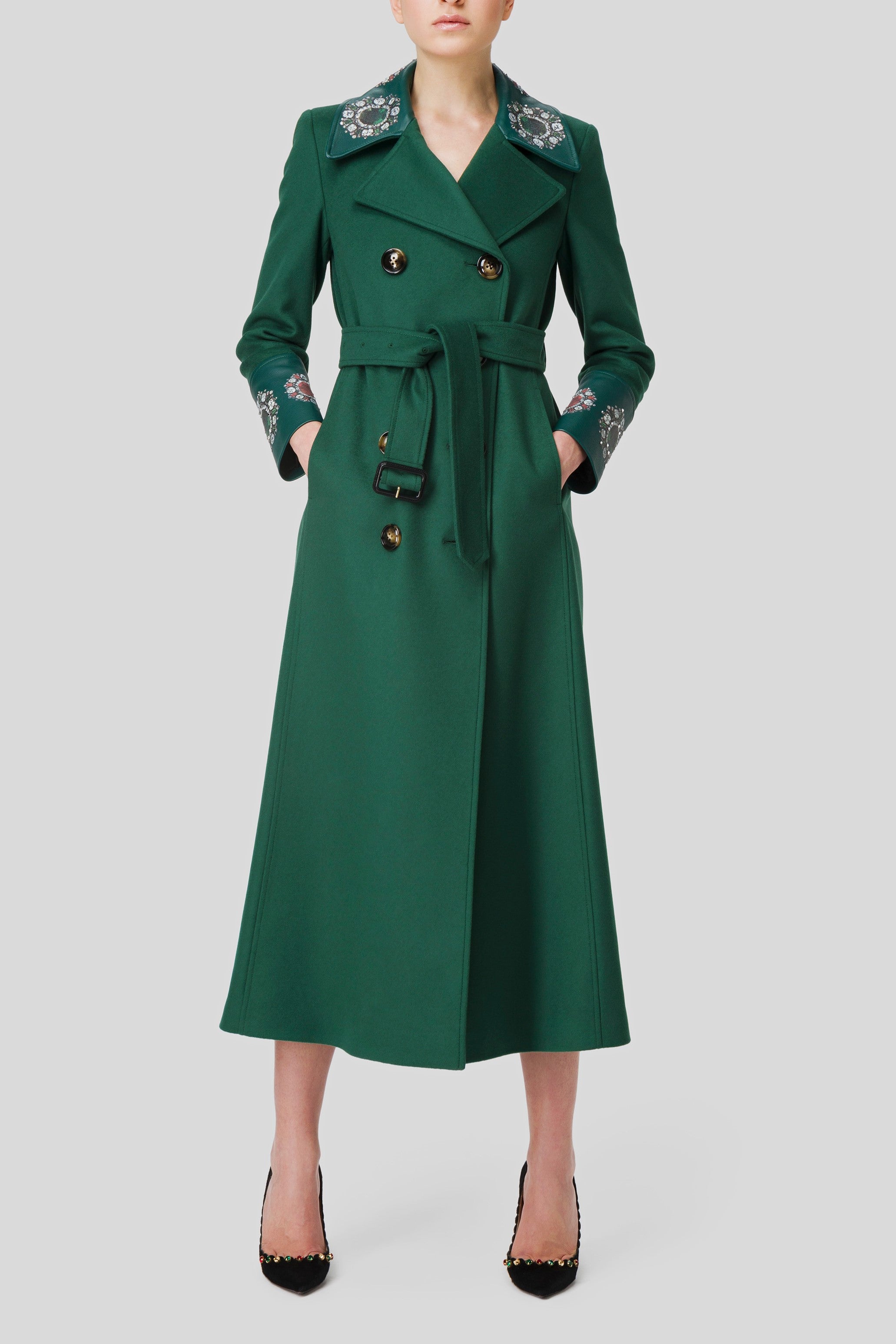 Antonio Croce Coleen Long Coat with Jewel Embellishments