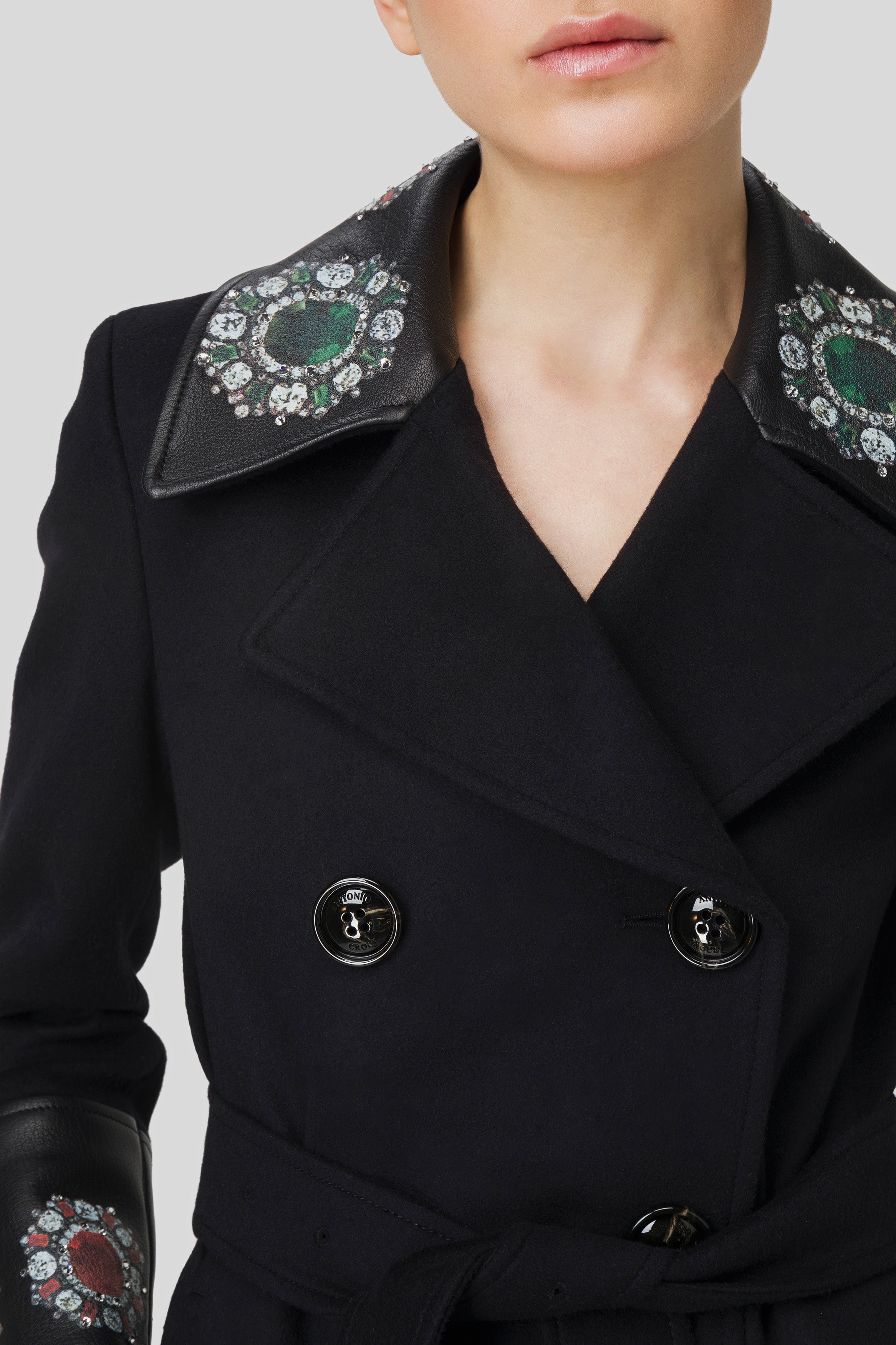 Antonio Croce Coleen Long Coat with Jewel Embellishments