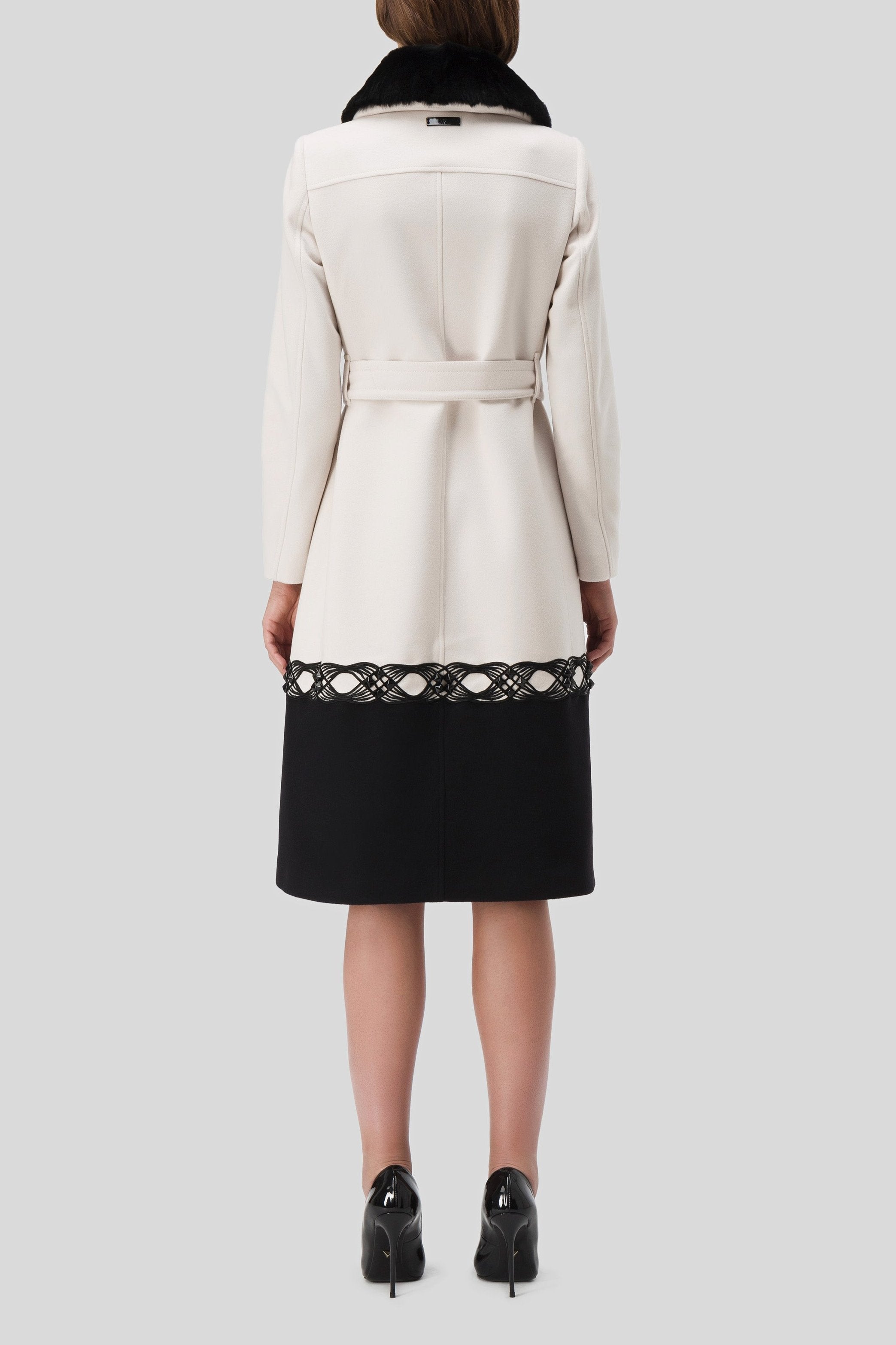 Antonio Croce Corien Double-Breasted Coat with Fur Collar
