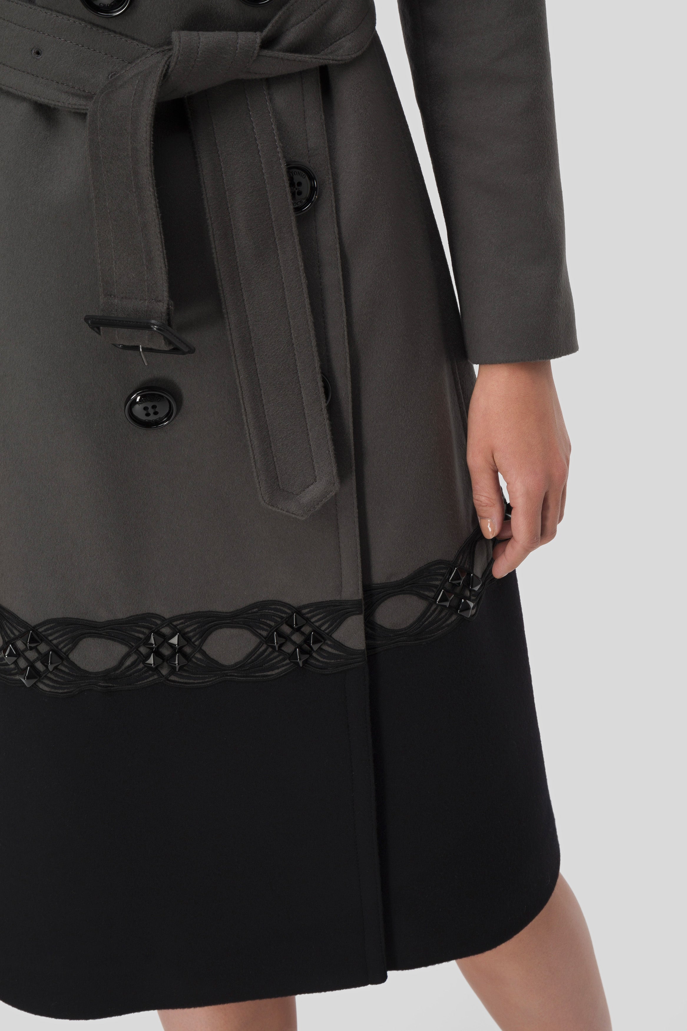 Antonio Croce Corien Double-Breasted Coat with Fur Collar