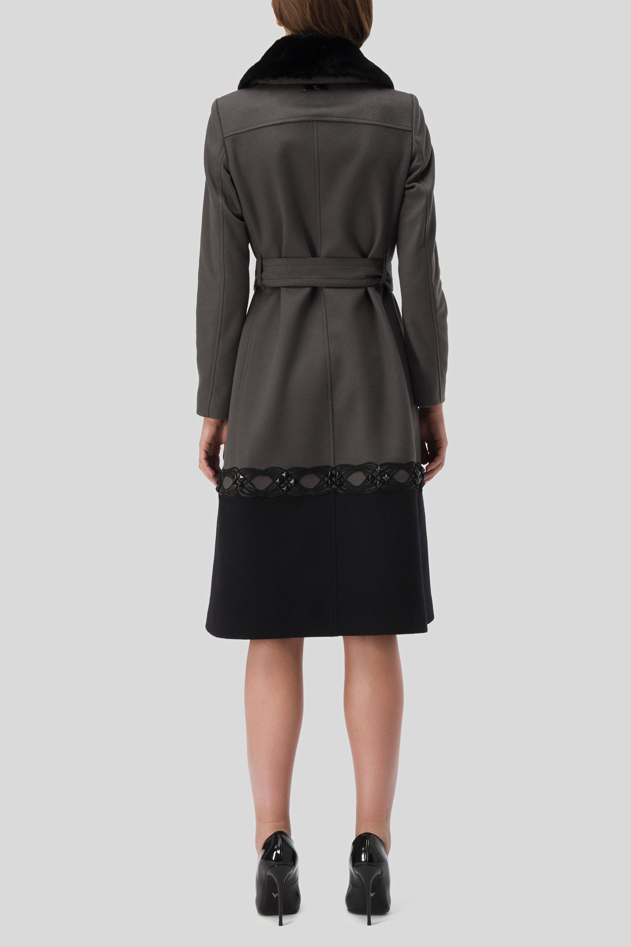 Antonio Croce Corien Double-Breasted Coat with Fur Collar