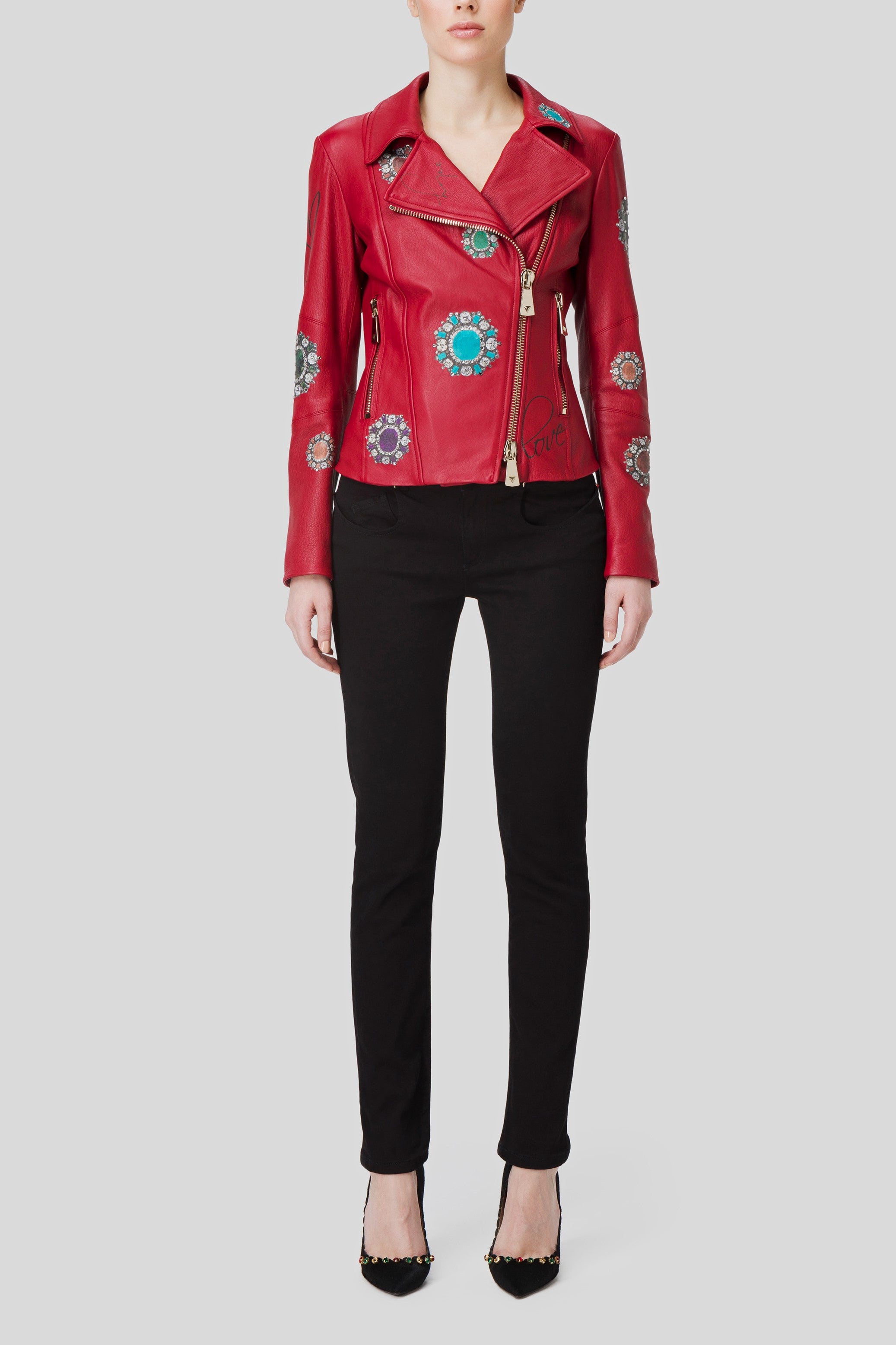 Antonio Croce Ginette Embellished Leather Jacket
