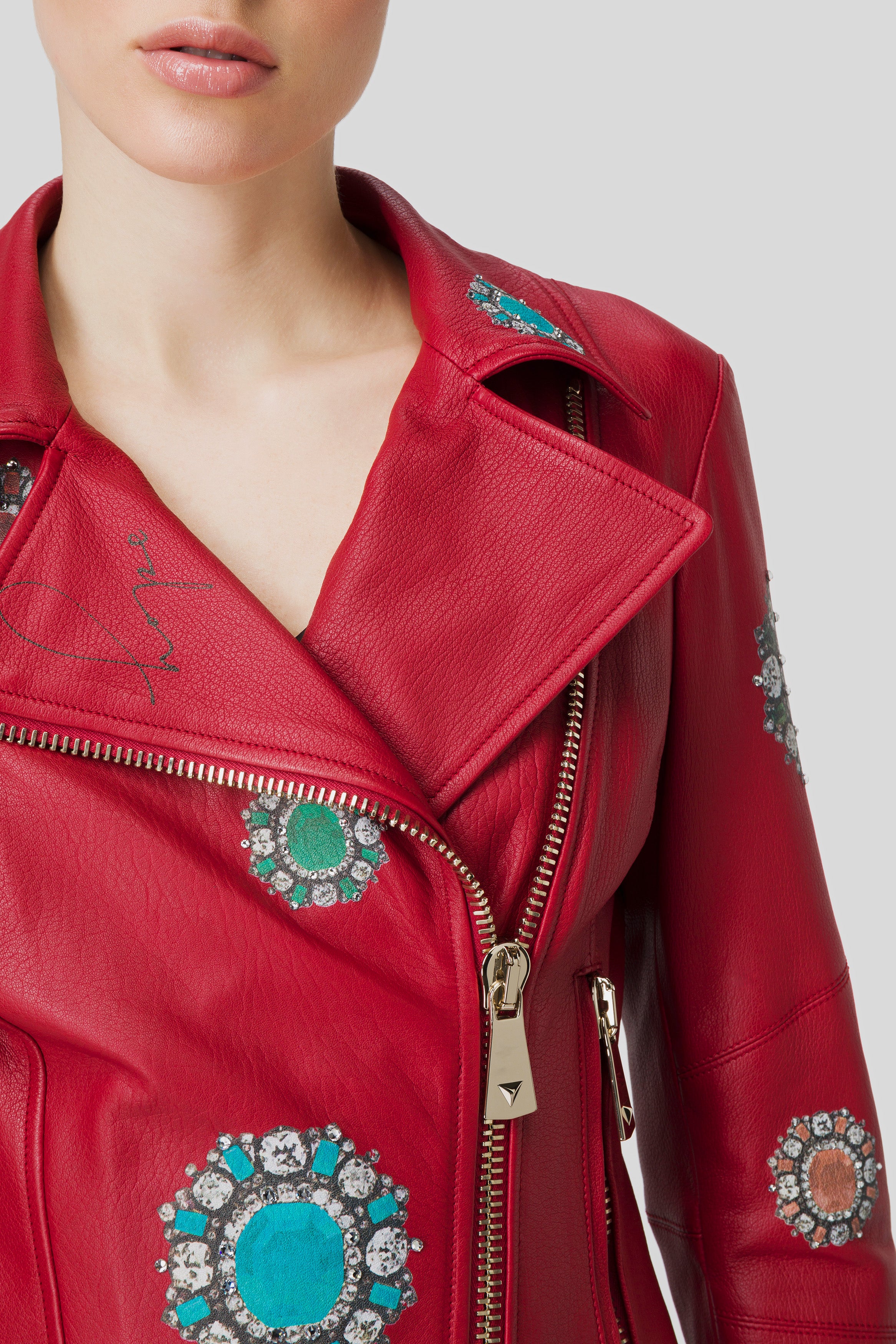 Antonio Croce Ginette Embellished Leather Jacket