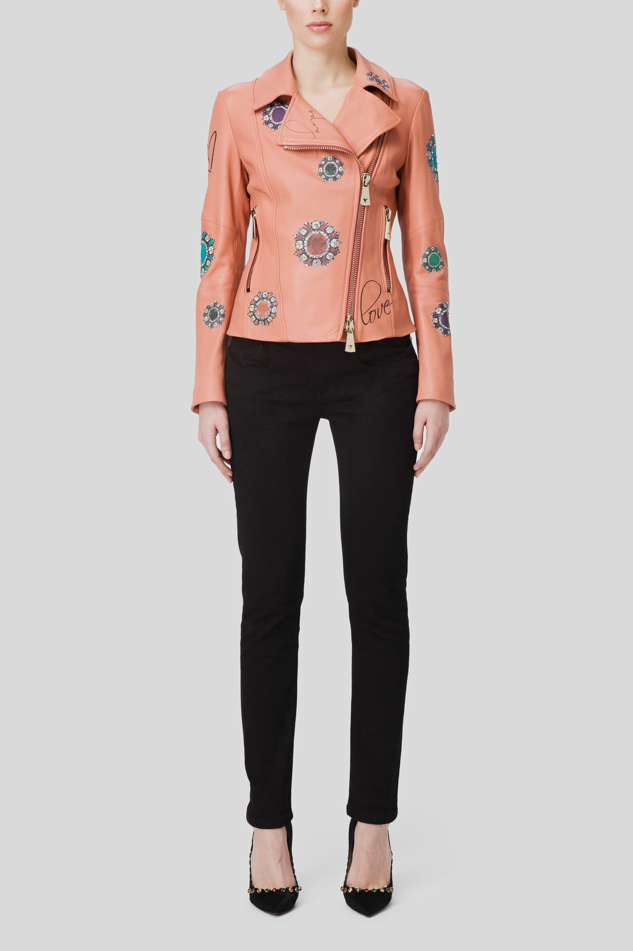 Antonio Croce Ginette Embellished Leather Jacket