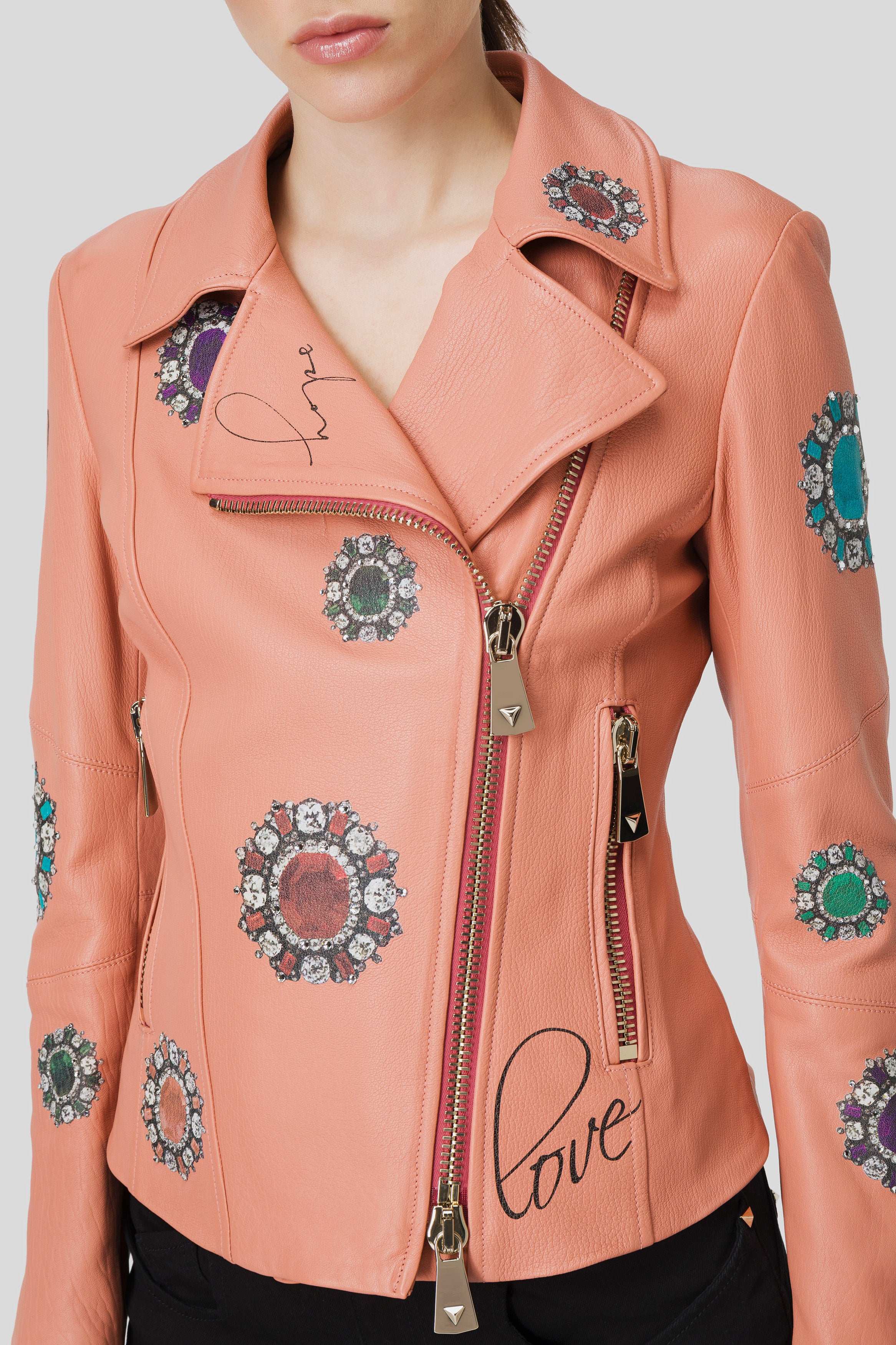 Antonio Croce Ginette Embellished Leather Jacket