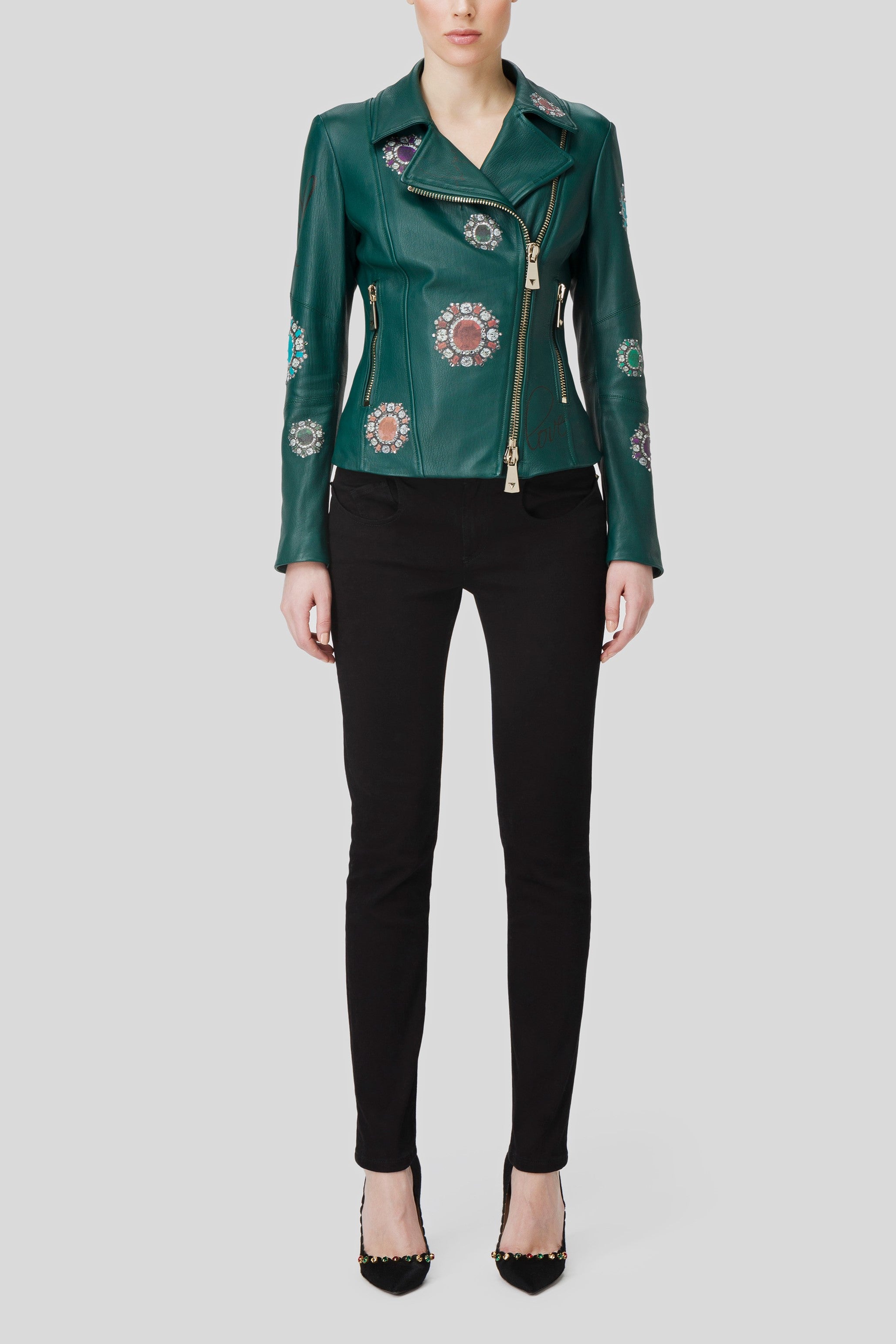 Antonio Croce Ginette Embellished Leather Jacket