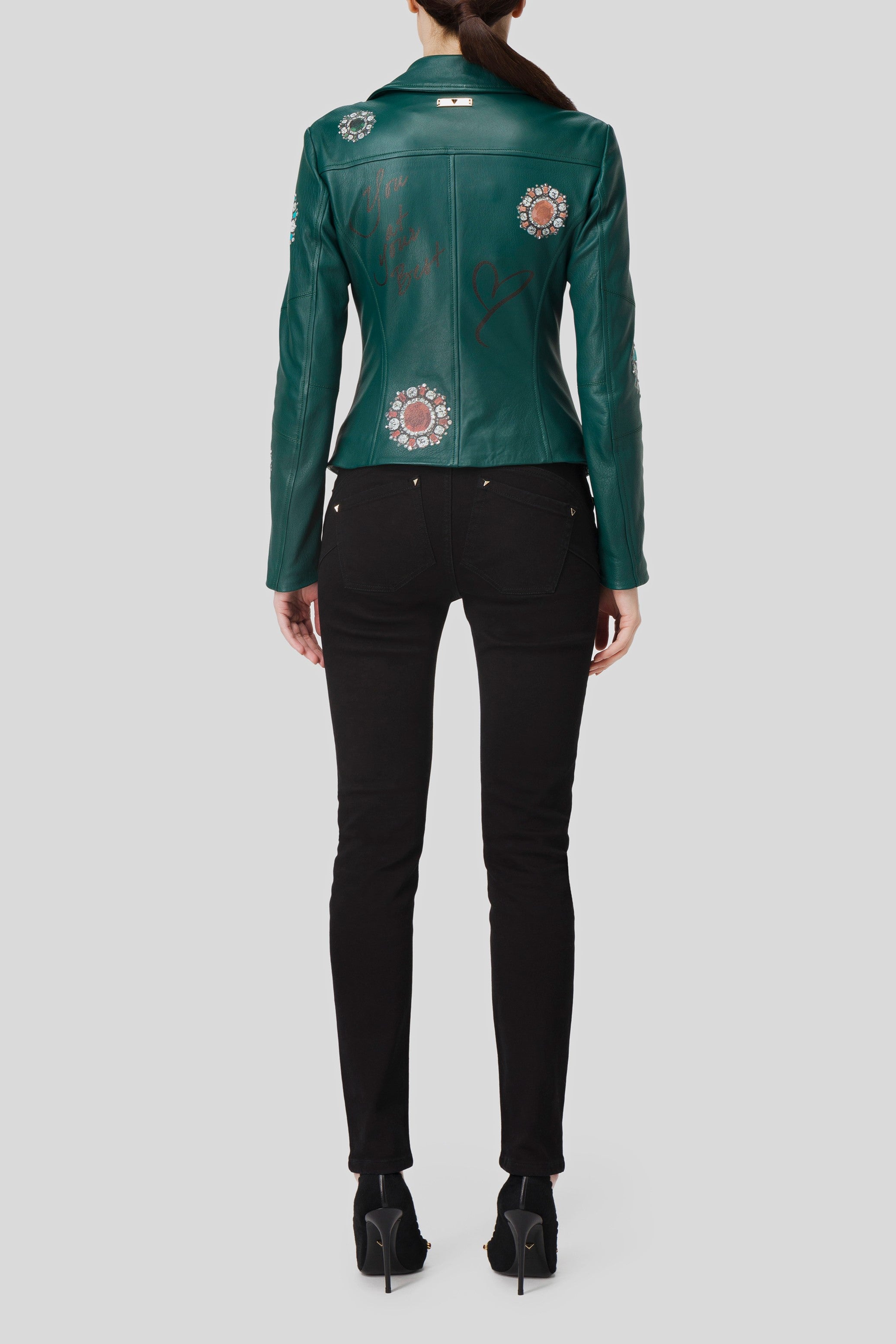 Antonio Croce Ginette Embellished Leather Jacket