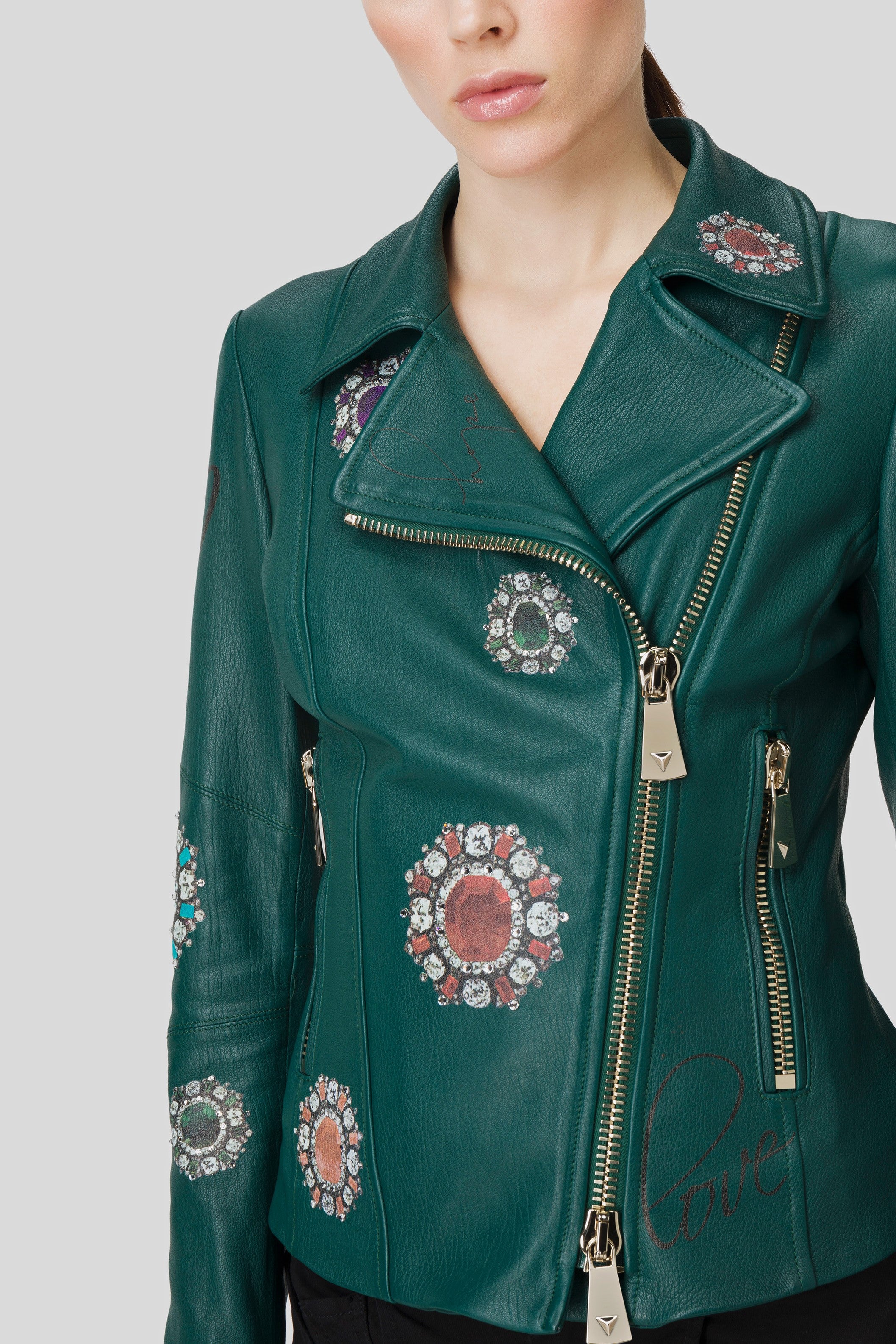 Antonio Croce Ginette Embellished Leather Jacket
