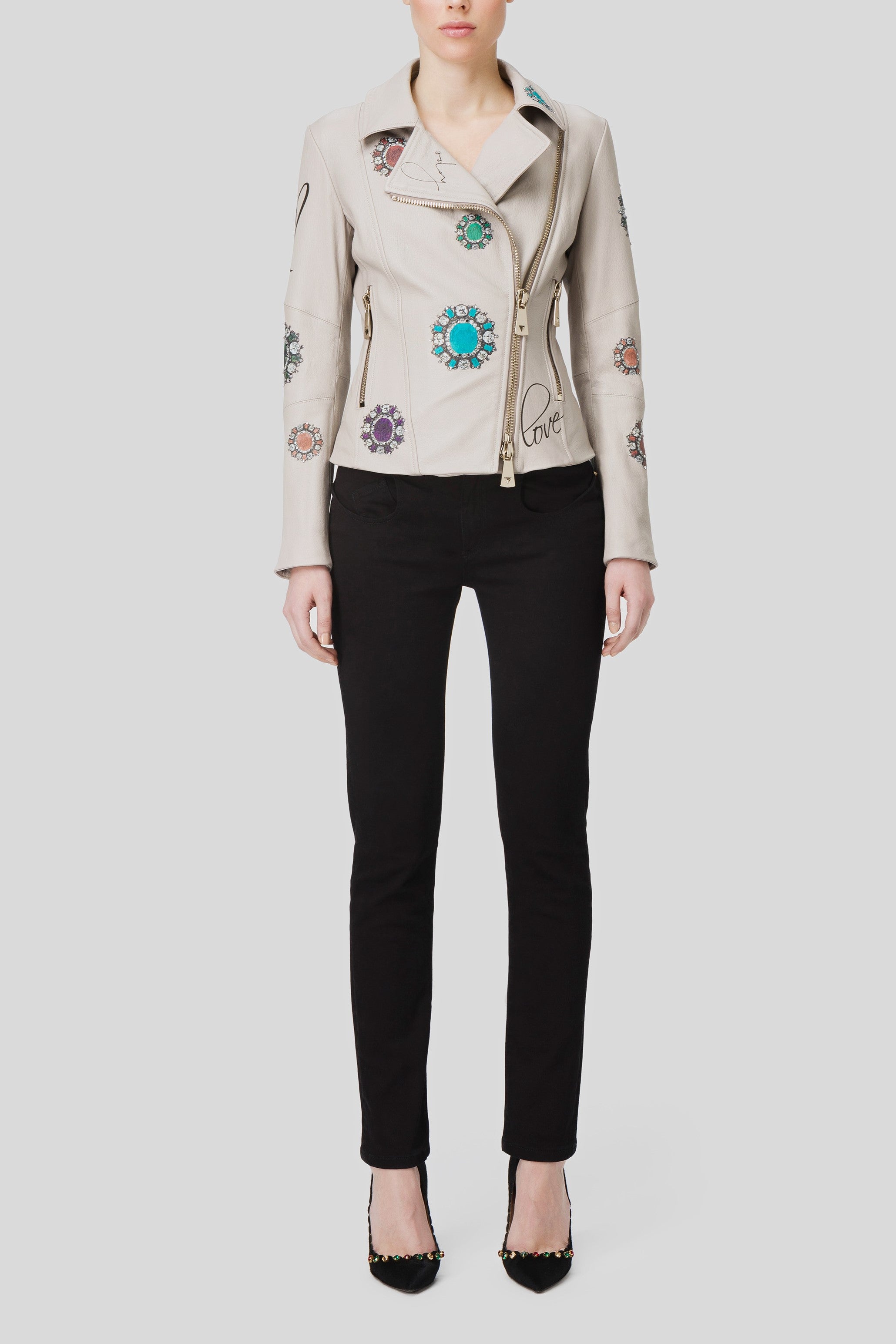 Antonio Croce Ginette Embellished Leather Jacket