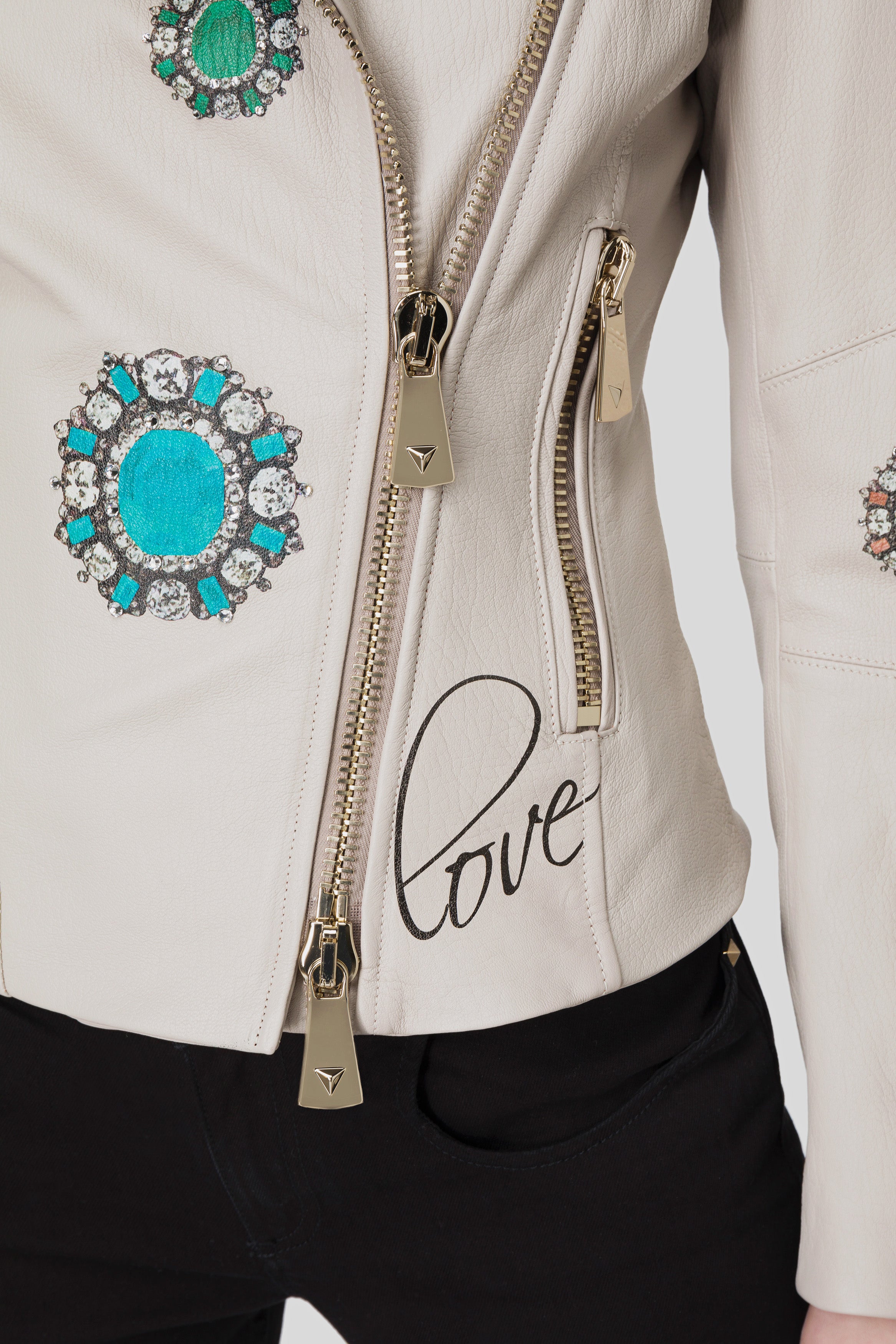 Antonio Croce Ginette Embellished Leather Jacket