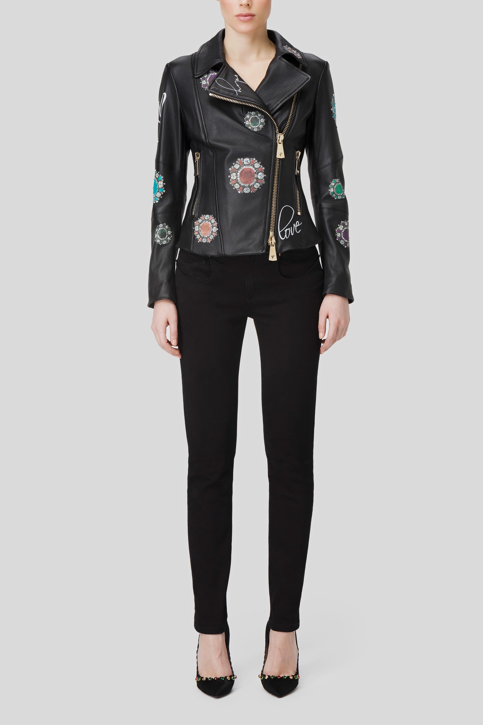 Antonio Croce Ginette Embellished Leather Jacket