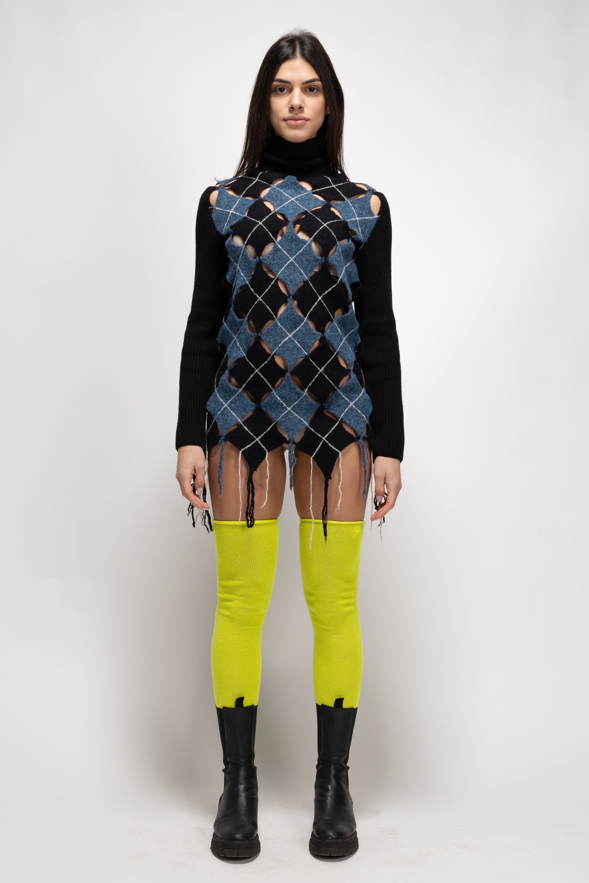 Vintage Woman Textured Knit Dress with Cutout Detail - Autumn/Winter 1993