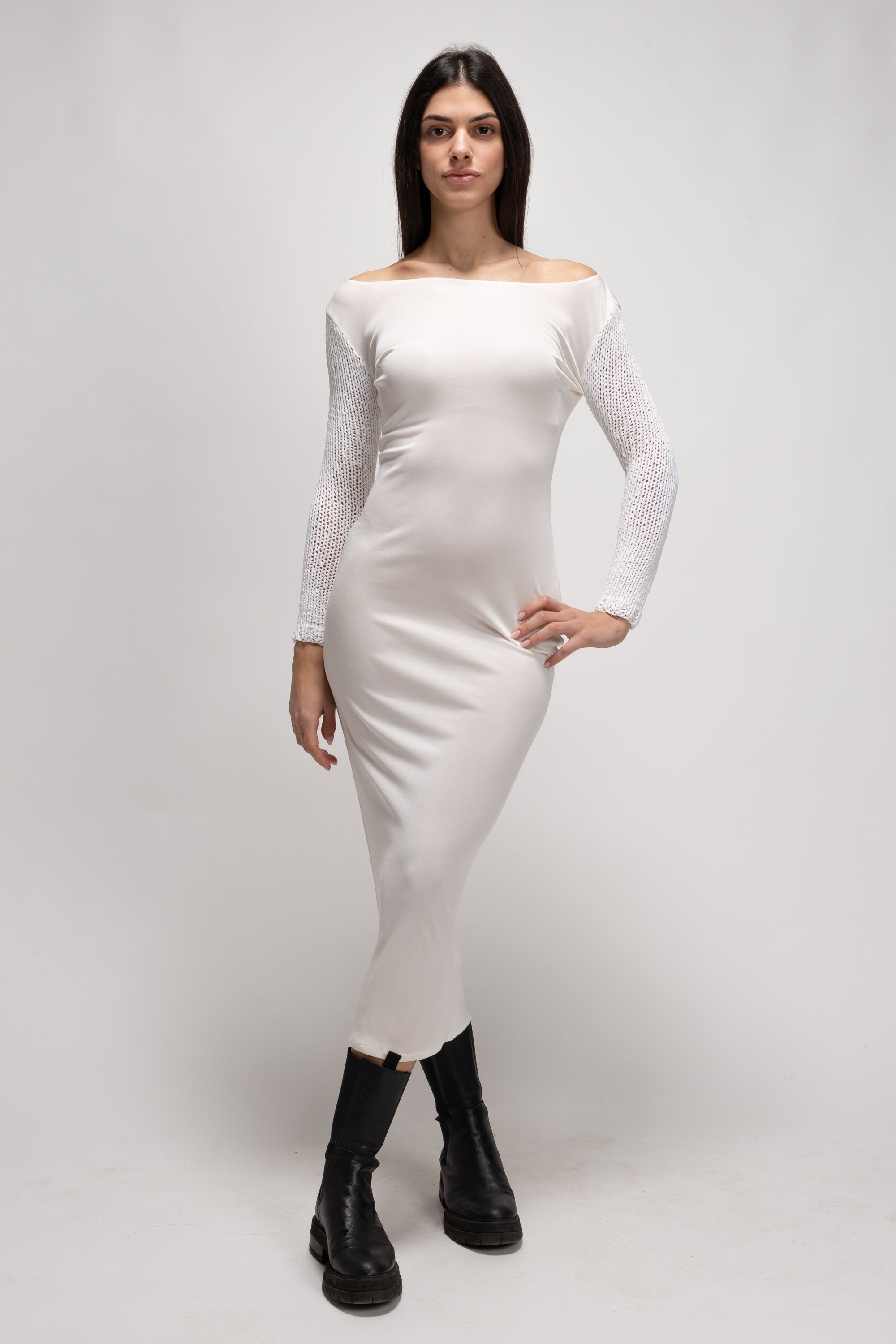 Vintage Woman Off-Shoulder White Dress - Spring/Summer 1993