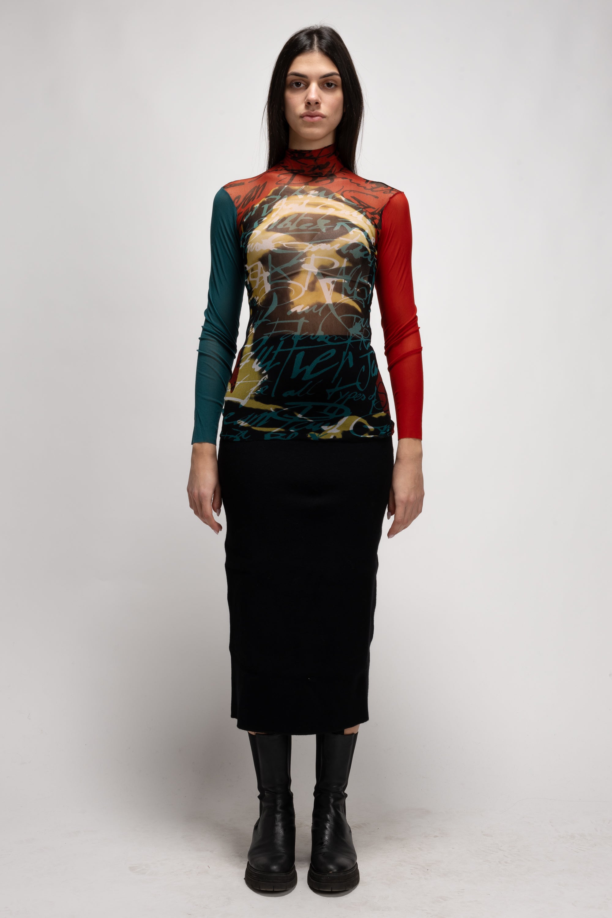 Vintage Woman Abstract Print Mesh T-Shirt - Autumn/Winter 1997