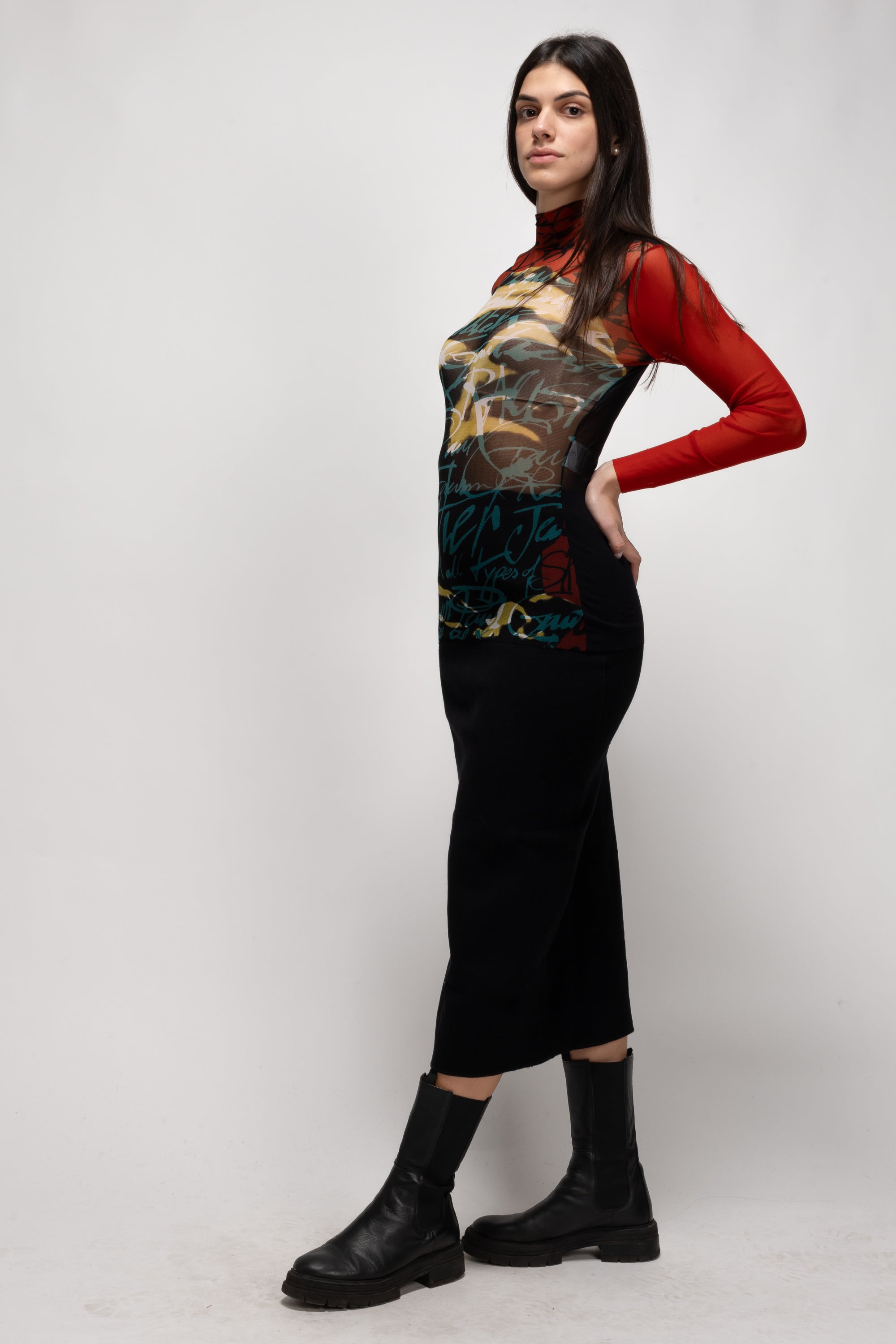 Vintage Woman Abstract Print Mesh T-Shirt - Autumn/Winter 1997