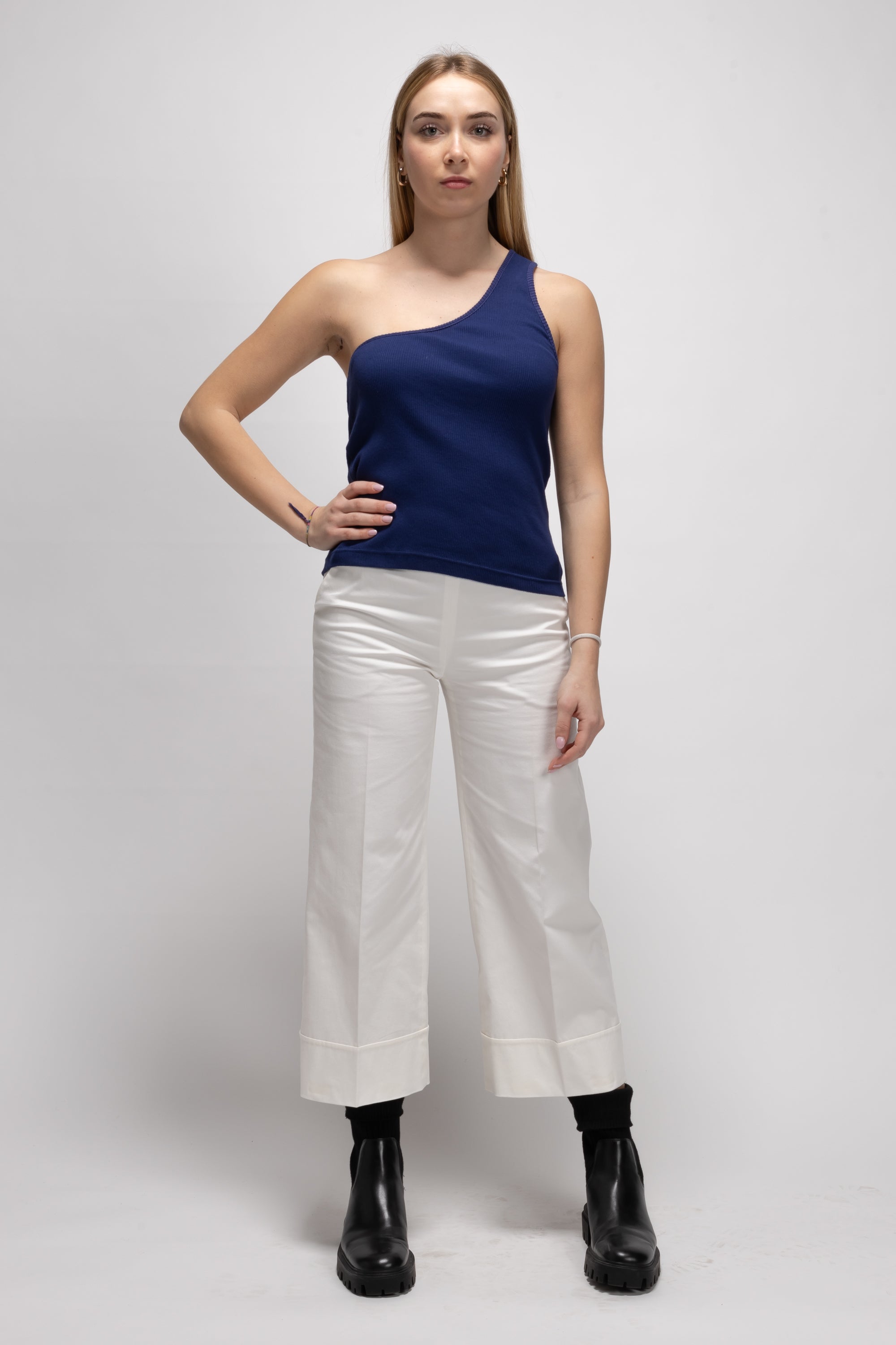 Vintage Woman Blue Ribbed Tank Top - Spring/Summer 1985