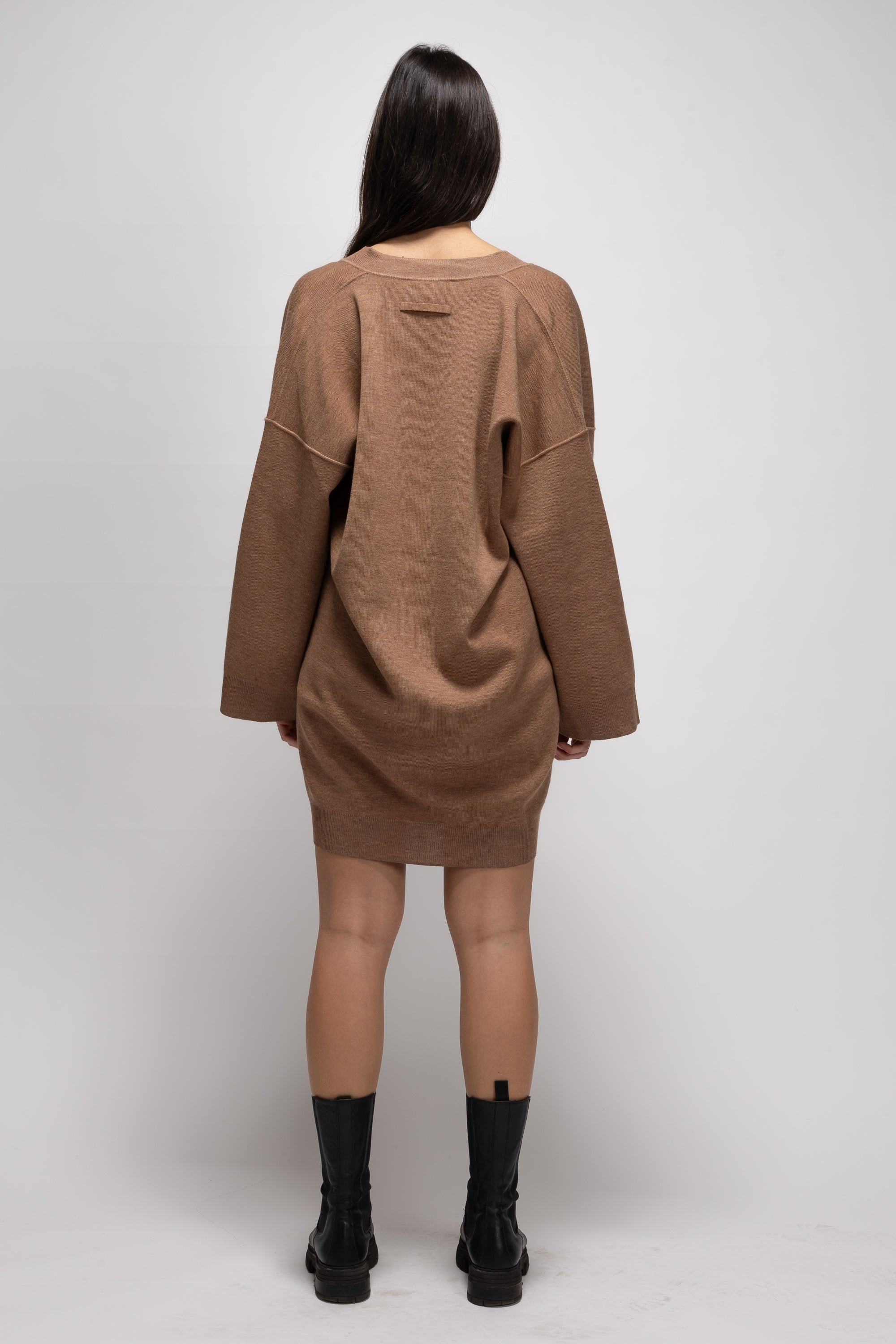 Vintage Woman Oversized Knit Sweater Dress with V-Neck - Autumn/Winter 1993