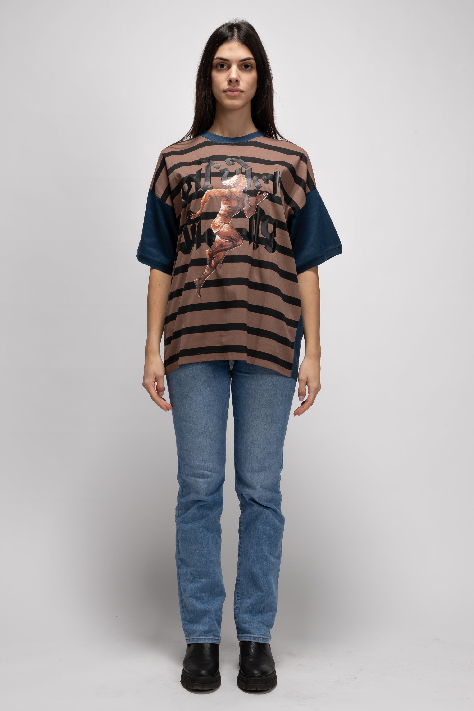 Vintage Woman Striped T-Shirt withGraphic - Spring/Summer 1987