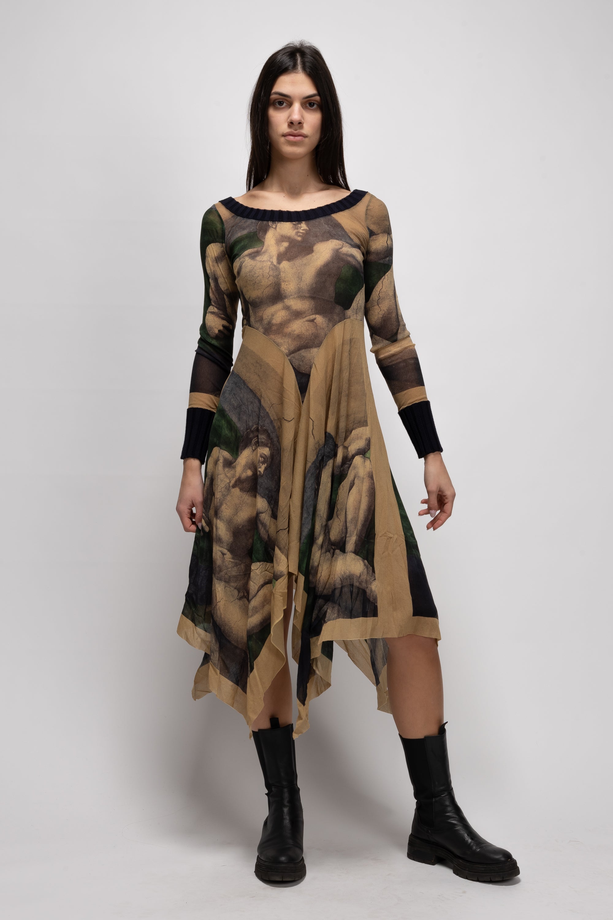 Vintage Woman Asymmetrical Printed Dress - Sping/Summer 1995