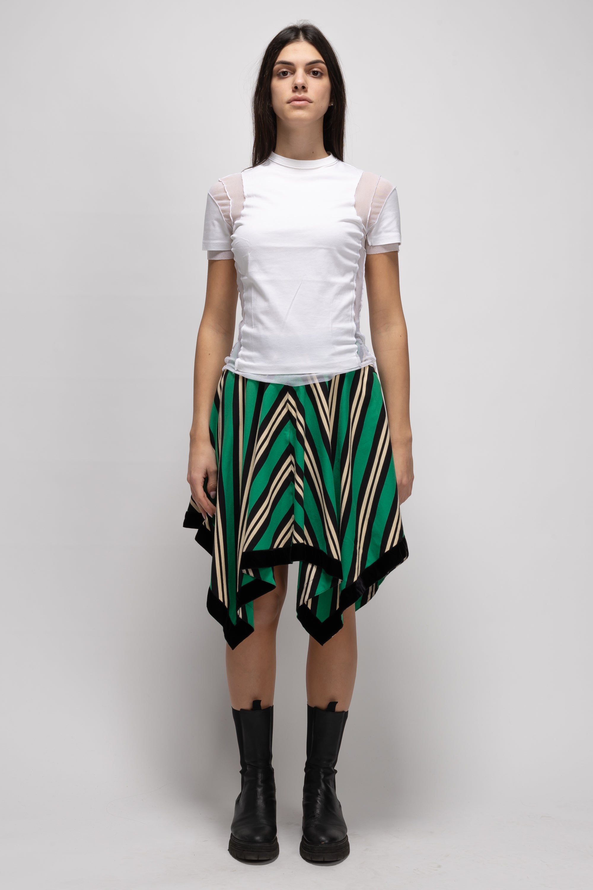 Vintage Woman White T-Shirt with Sheer Sleeves - Spring/Summer 1994