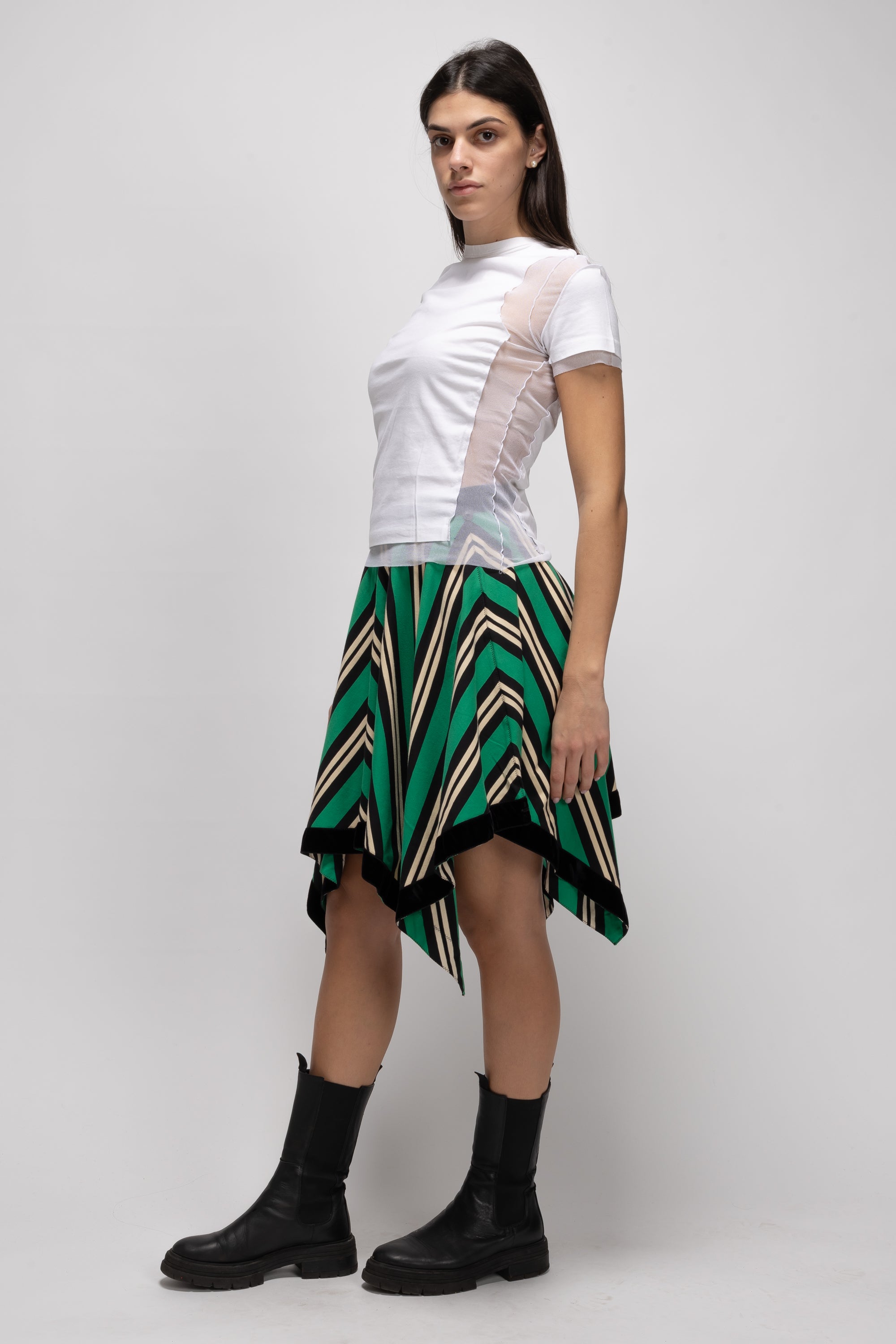 Vintage Woman White T-Shirt with Sheer Sleeves - Spring/Summer 1994