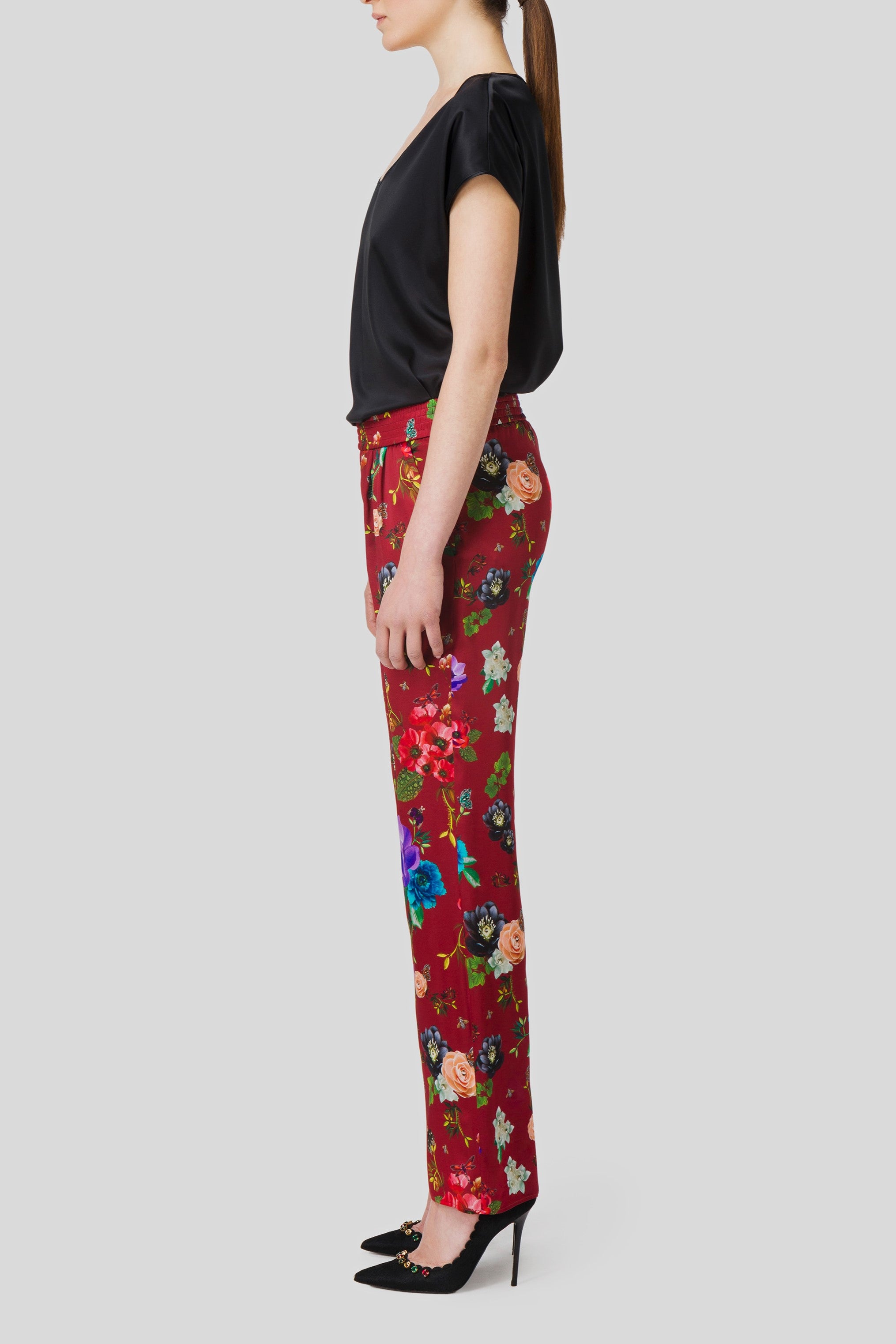 Antonio Croce Pam Floral Print Satin Trousers