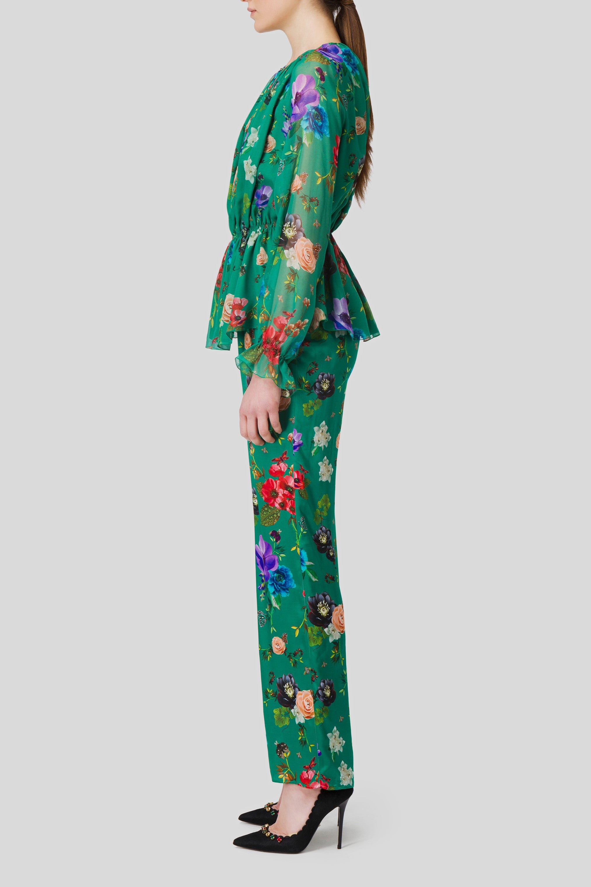 Antonio Croce Pam Floral Print Satin Trousers