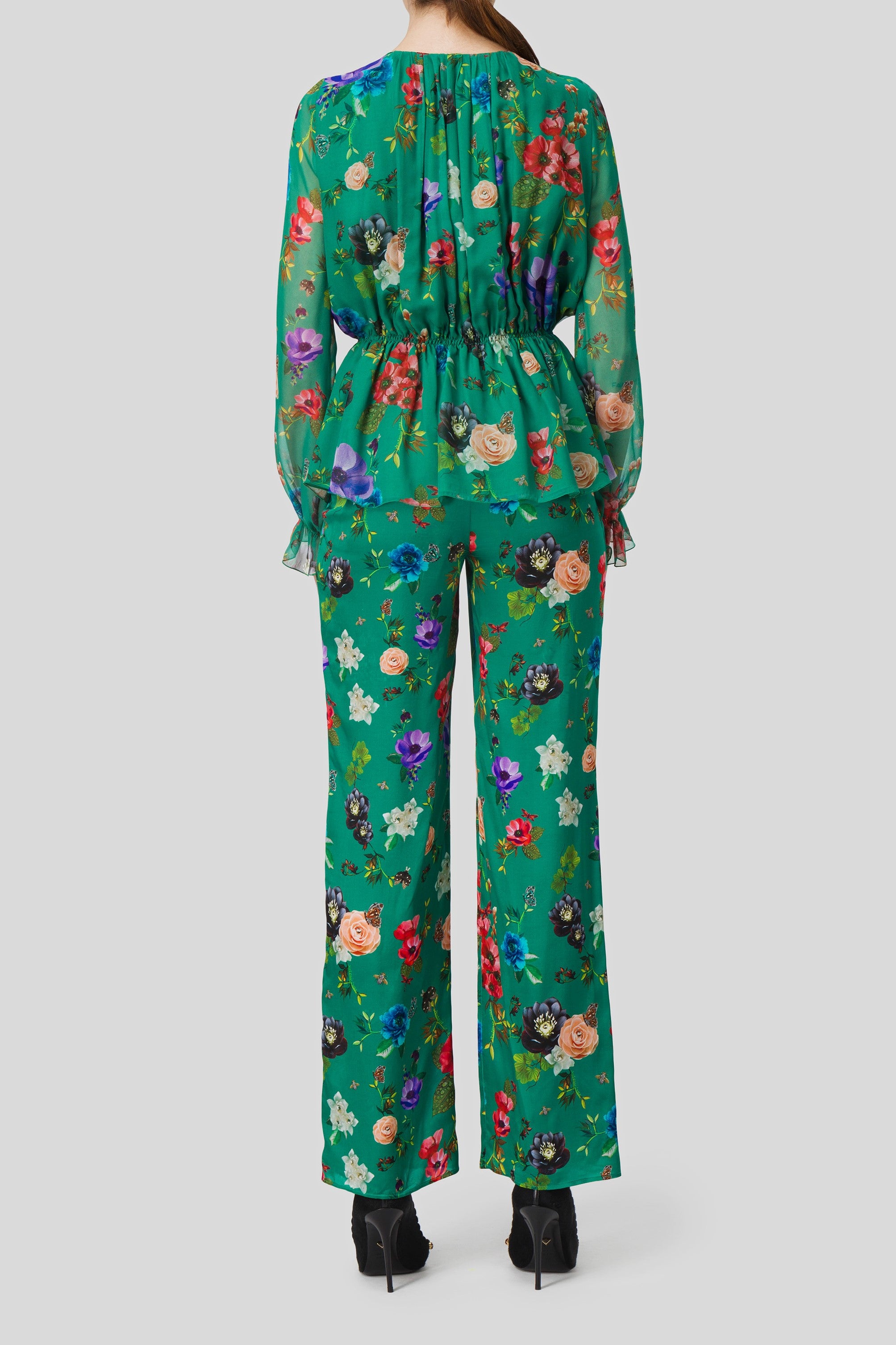 Antonio Croce Pam Floral Print Satin Trousers