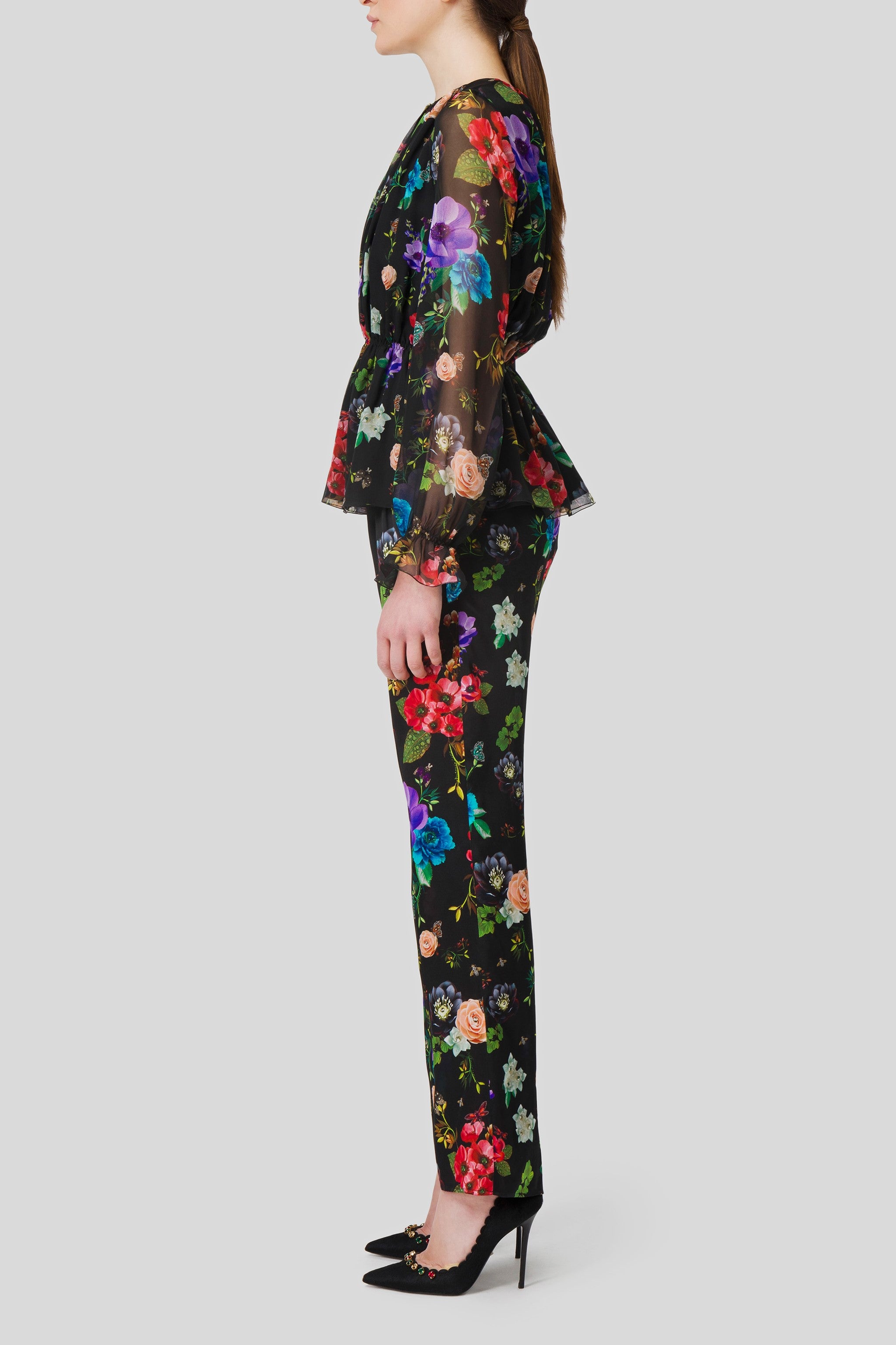 Antonio Croce Pam Floral Print Satin Trousers