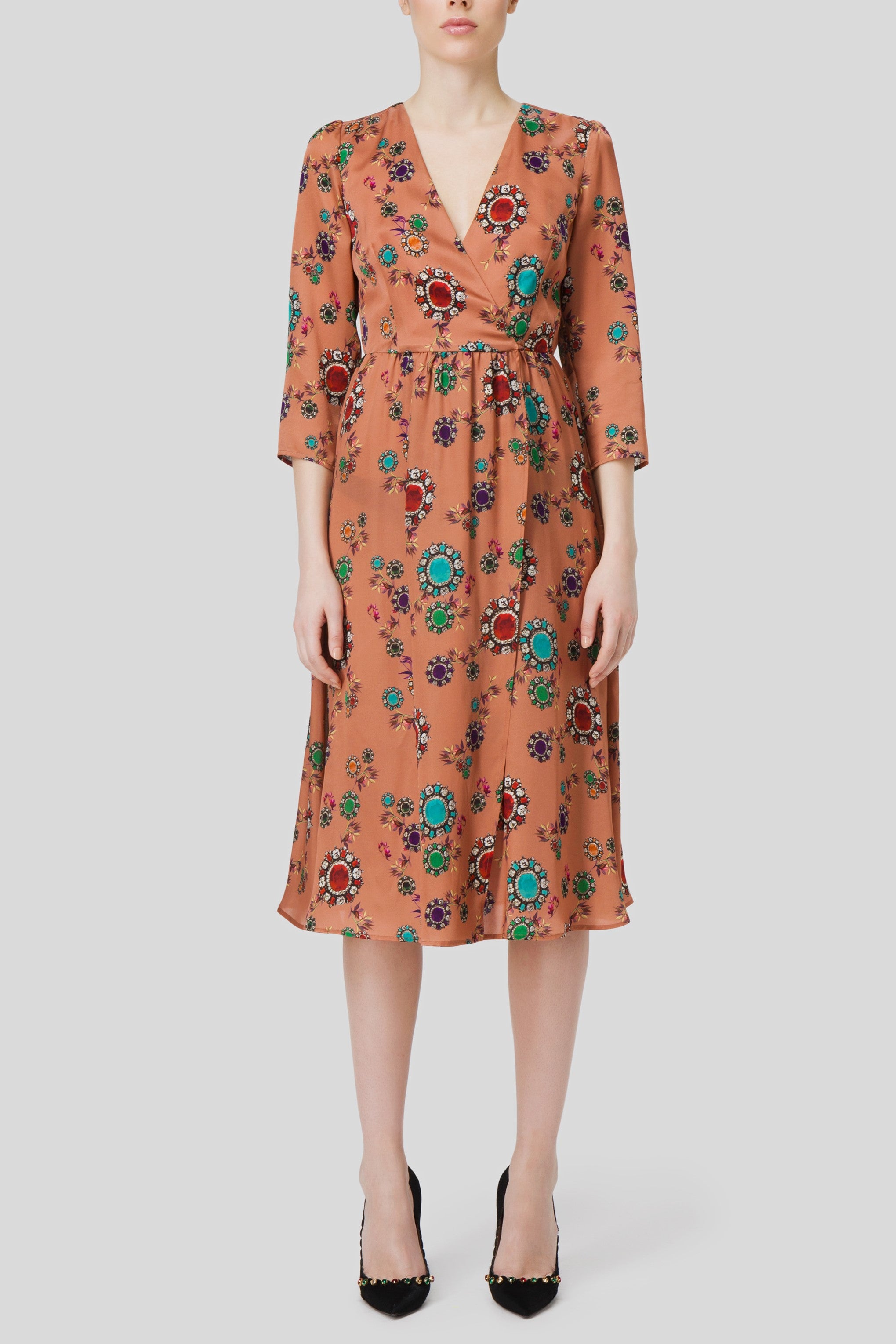 Antonio Croce Annapaola Jewel-Tone Wrap Dress