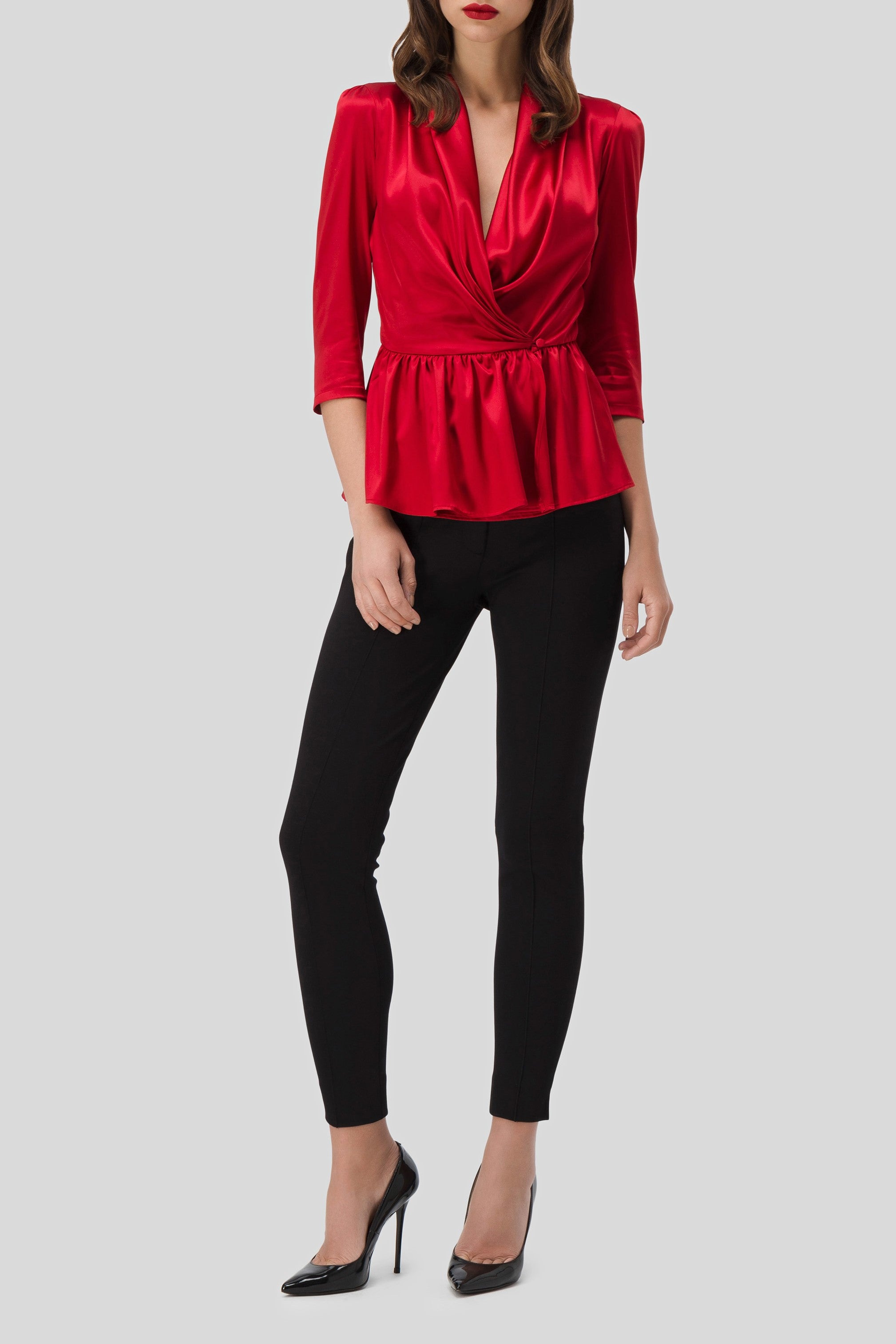 Antonio Croce Blerry Wrap Blouse with Ruffle Detail