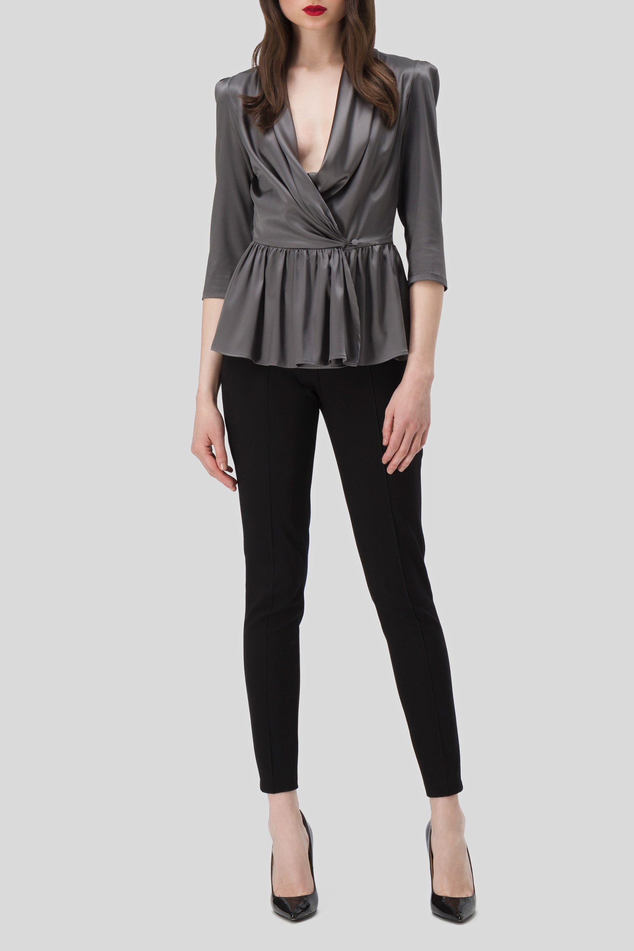 Antonio Croce Blerry Wrap Blouse with Ruffle Detail