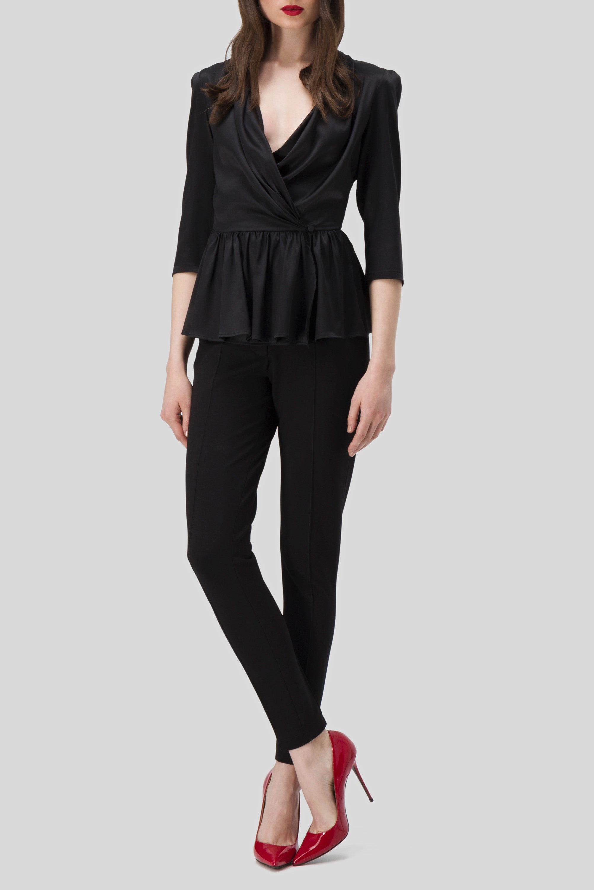 Antonio Croce Blerry Wrap Blouse with Ruffle Detail