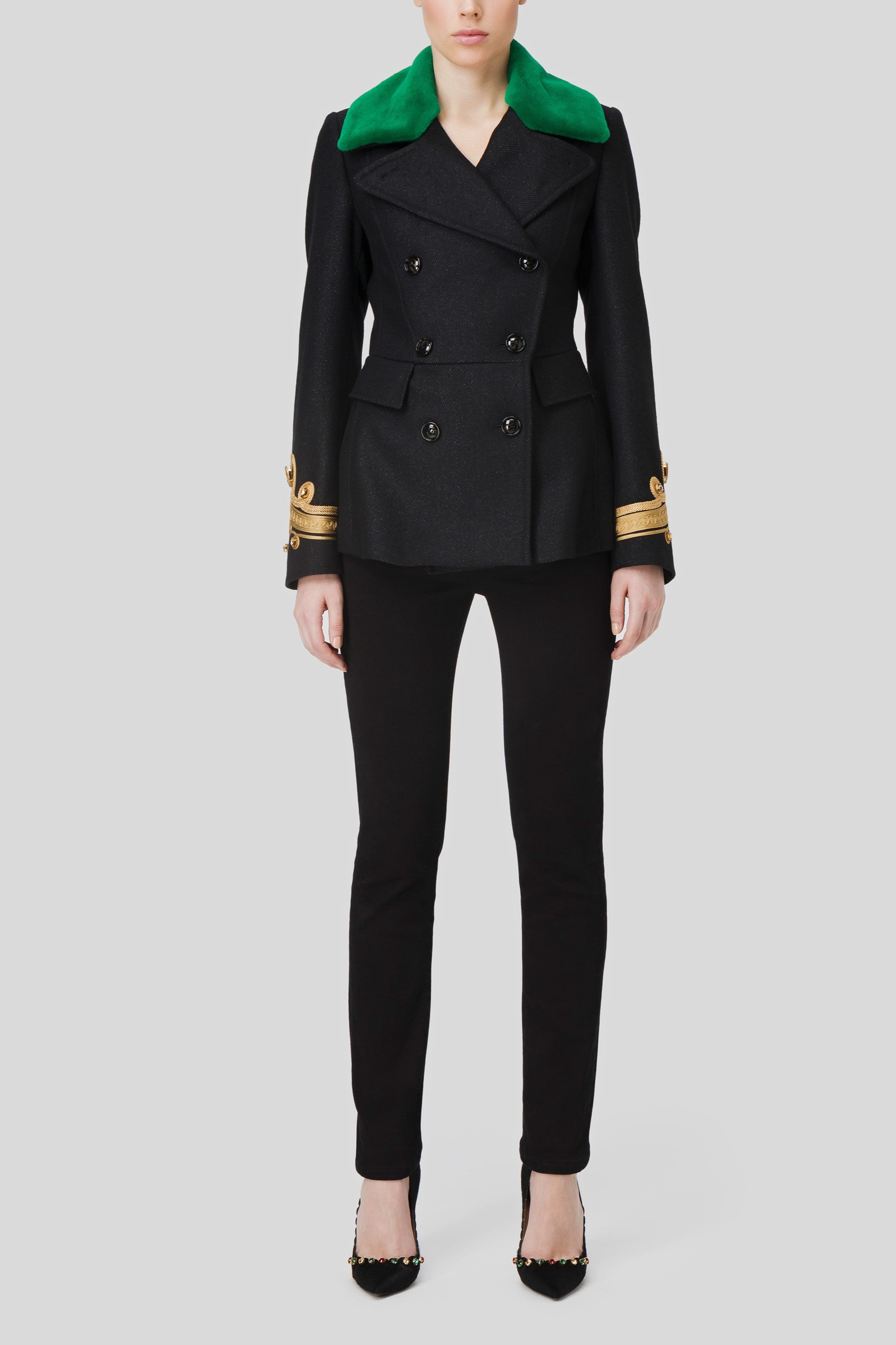 Antonio Croce Clea Coat with Contrasting Collar and Sleeve Edges