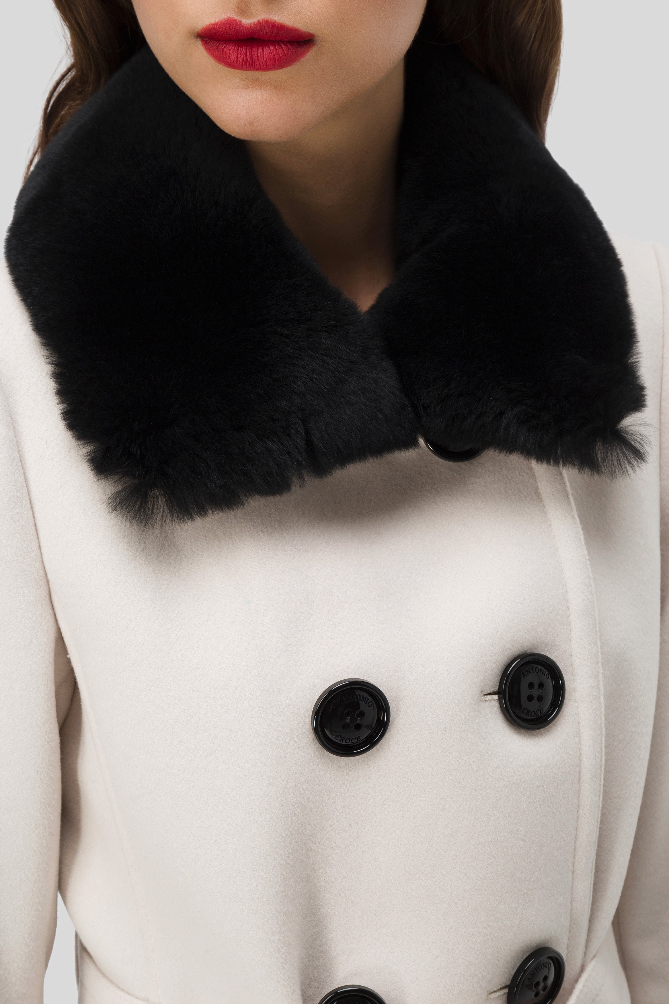 Antonio Croce Corien Double-Breasted Coat with Fur Collar