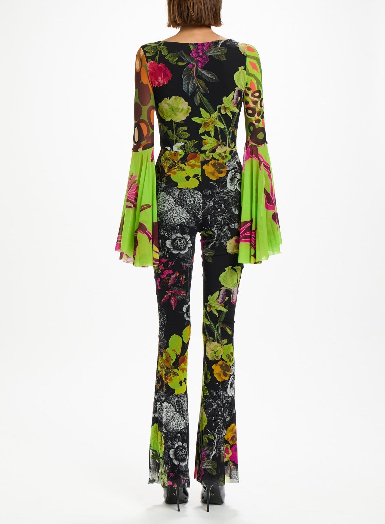 Fuzzi Woman Tropical Garden Bell Sleeve Jumpsuit