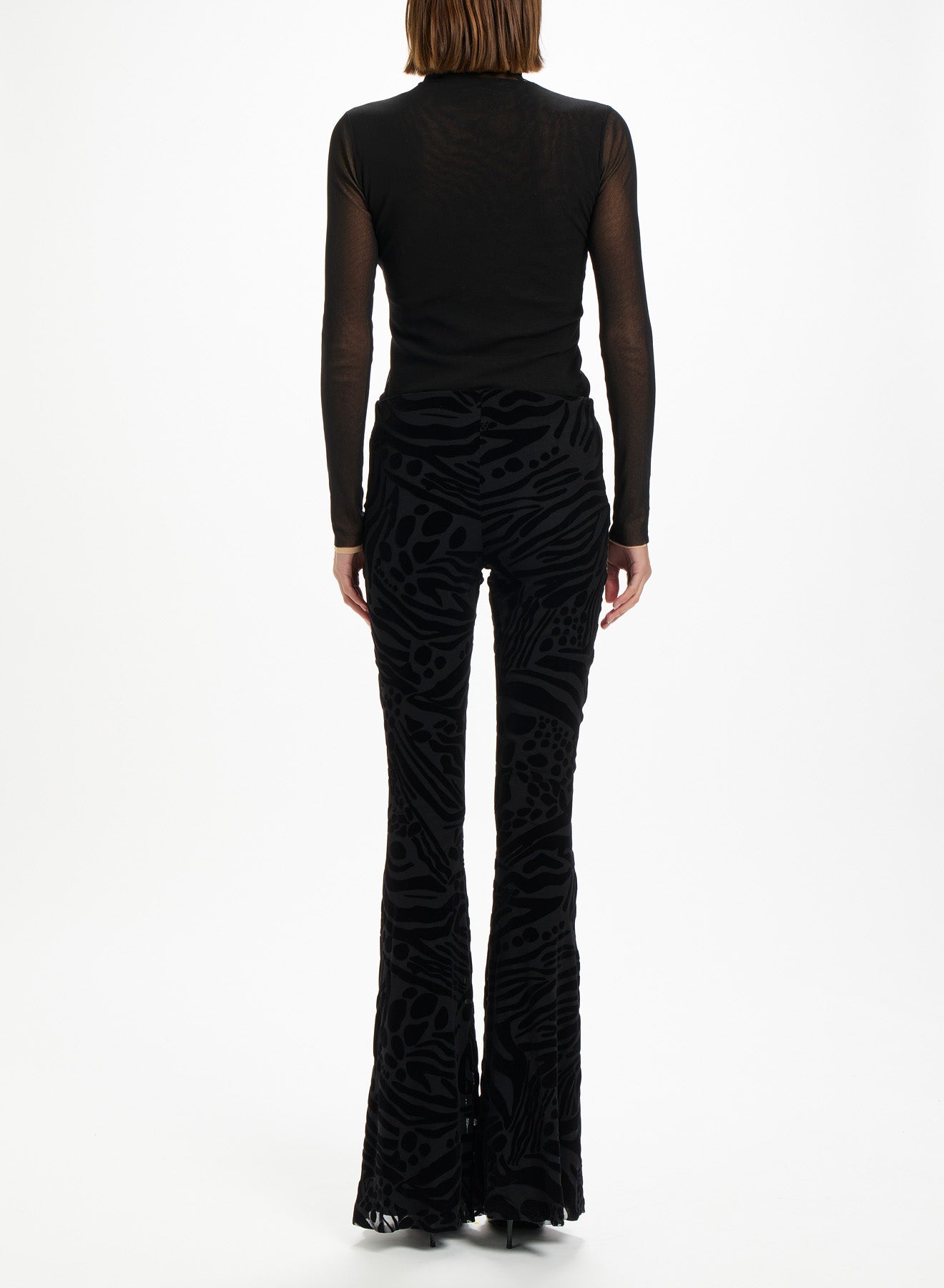 Fuzzi Woman Black Textured Flare Pants