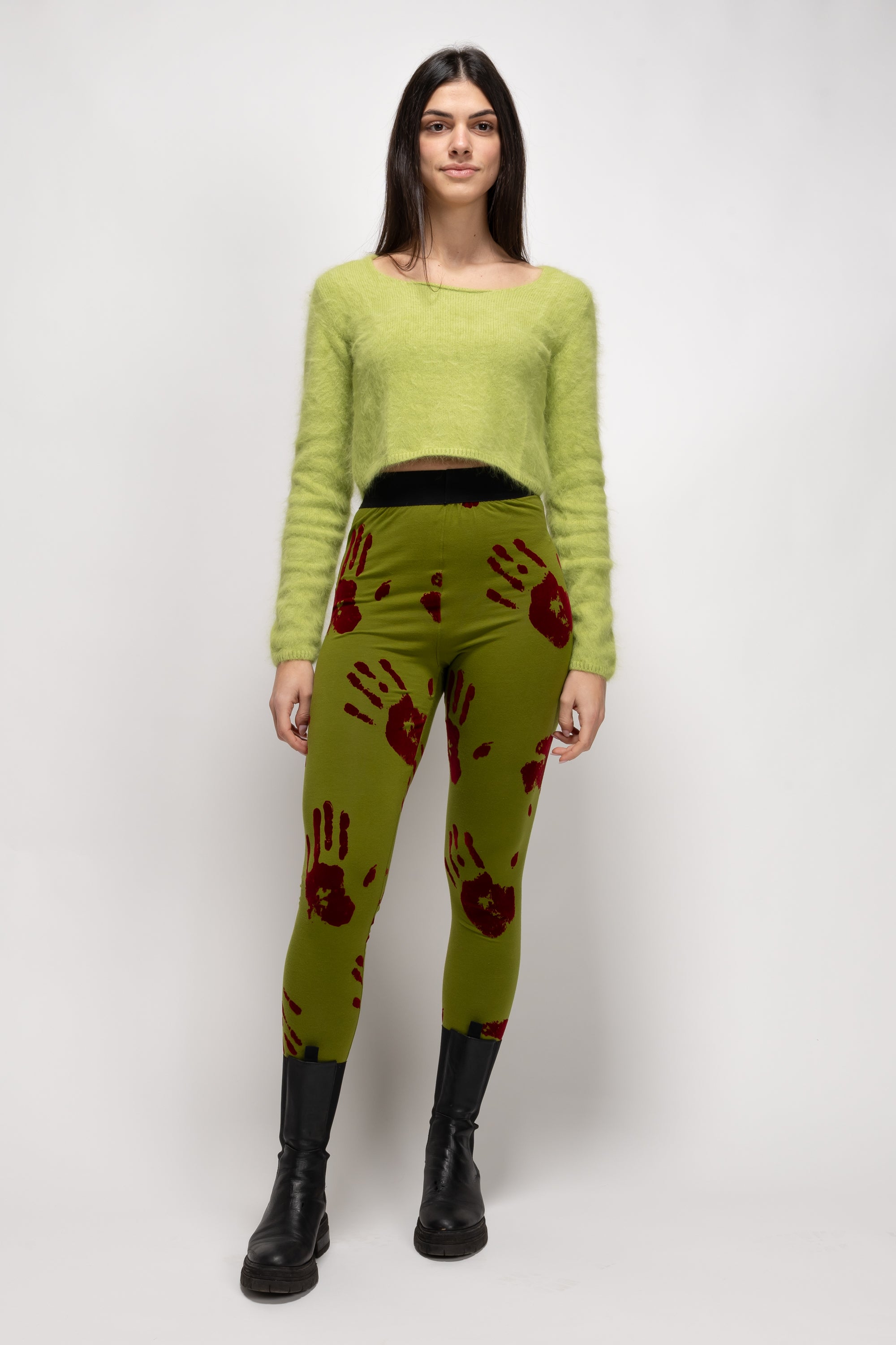 Vintage Woman Lime Green Fluffy Crop Top - Autumn/Winter 1995