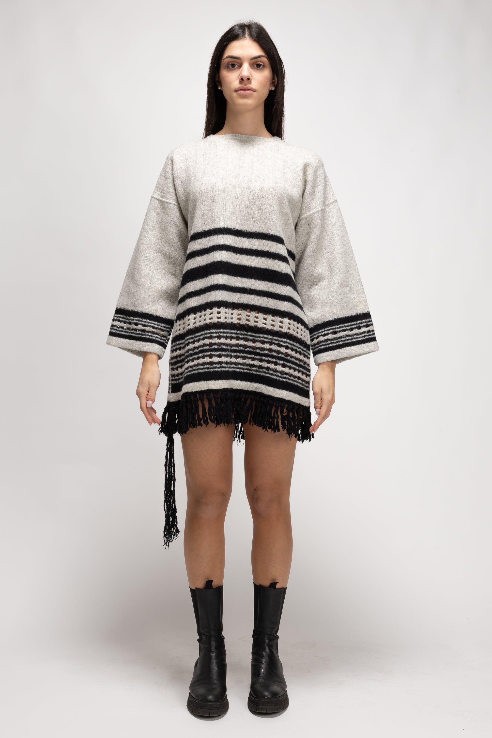 Vintage Woman Sweater Dress with Fringe Hem - Autumn/Winter 1993