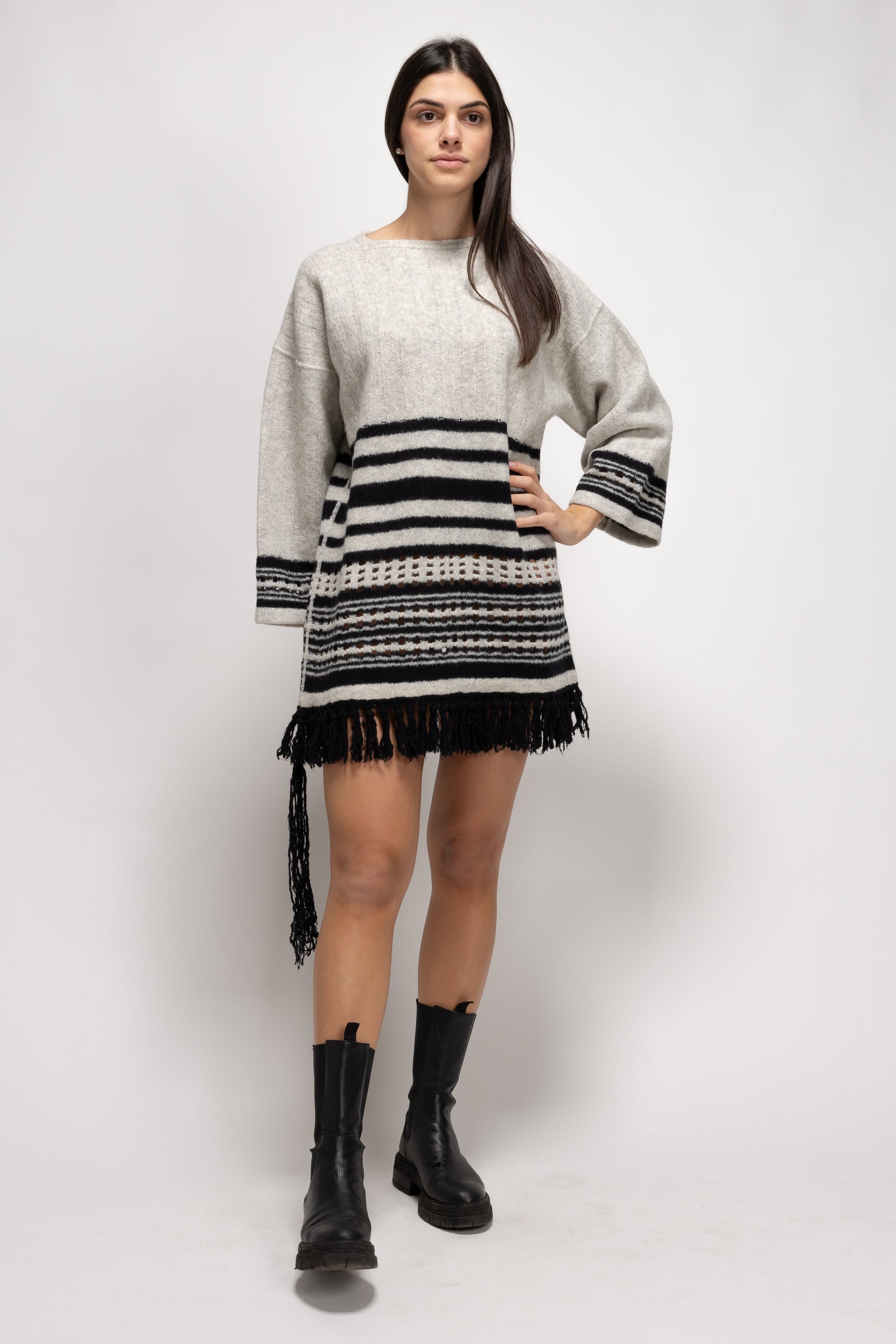 Vintage Woman Sweater Dress with Fringe Hem - Autumn/Winter 1993