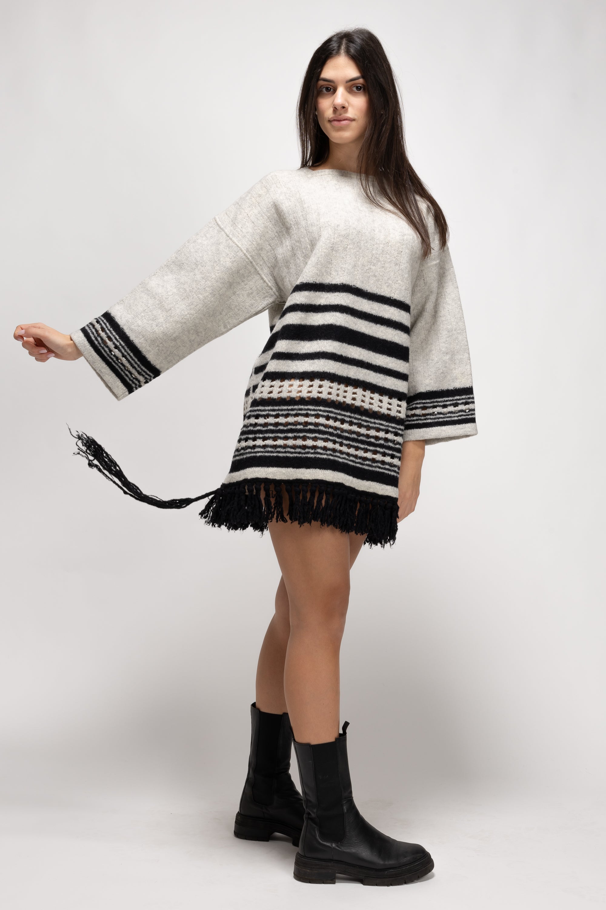 Vintage Woman Sweater Dress with Fringe Hem - Autumn/Winter 1993